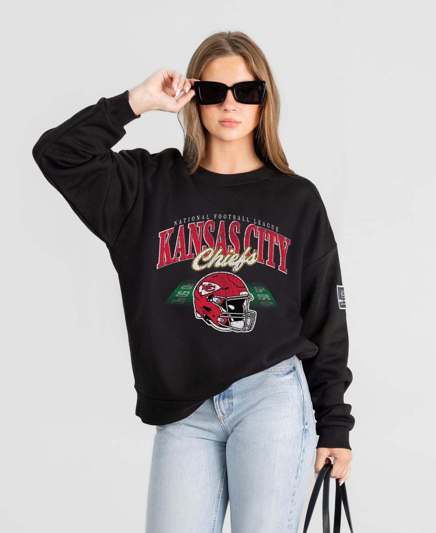 Женская толстовка Gameday Couture Black Kansas City Chiefs Field Focus Black Label Premium Drop Shoulder — фото 3