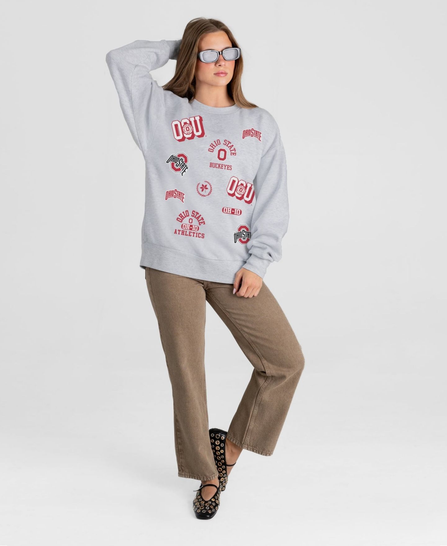 Женская толстовка Gameday Couture Ash Ohio State Buckeyes All In Repeat Oversized Premium Drop Shoulder — фото 4