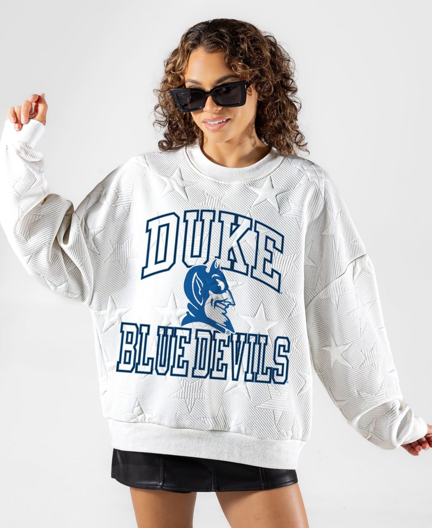 Женская толстовка Gameday Couture White Duke Blue Devils Big Play Energy Tonal Star Embossed — фото 1