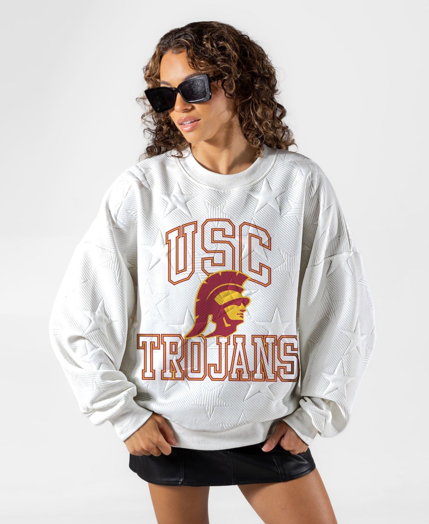 Женская толстовка Gameday Couture White USC Trojans Big Play Energy Tonal Star Embossed — фото 3