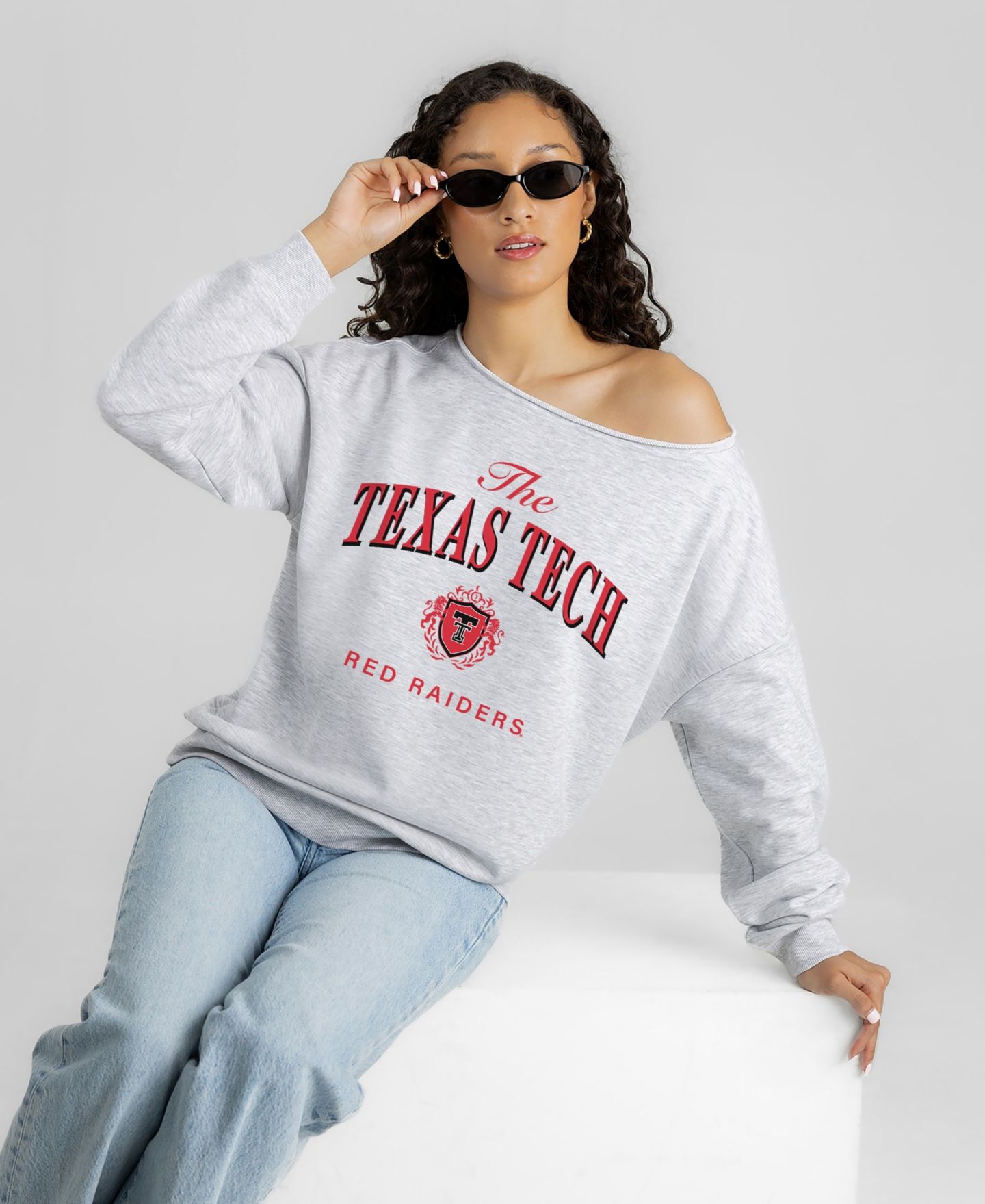 Женская толстовка Gameday Couture Ash Texas Tech Red Raiders Offsides Energy Off-Shoulder — фото 5