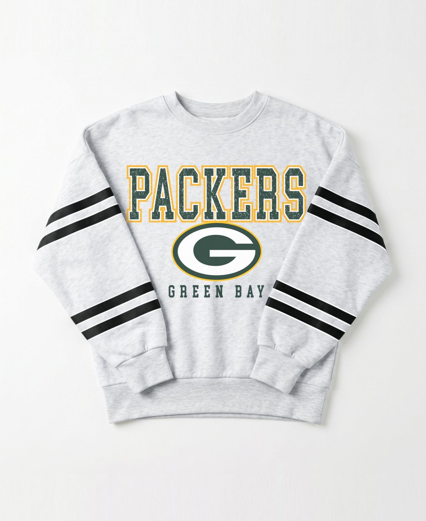 Женская толстовка Gameday Couture Ash Green Bay Packers Stadium Stripes Oversized Fleece — фото 6
