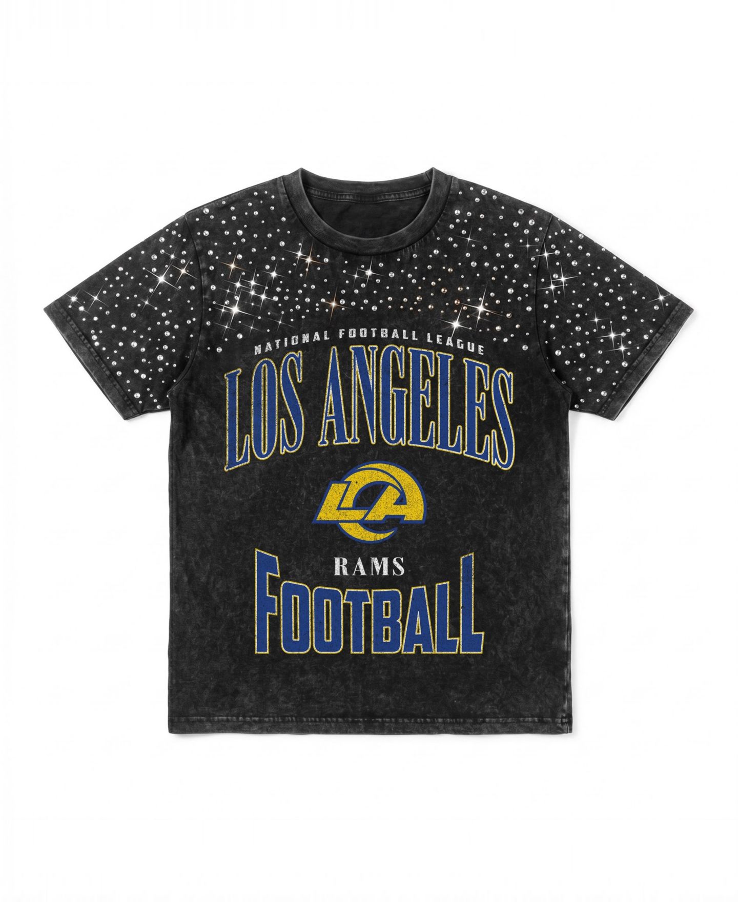 Женская футболка Gameday Couture Black Los Angeles Rams In the Zone Washed Micro Rhinestone — фото 6