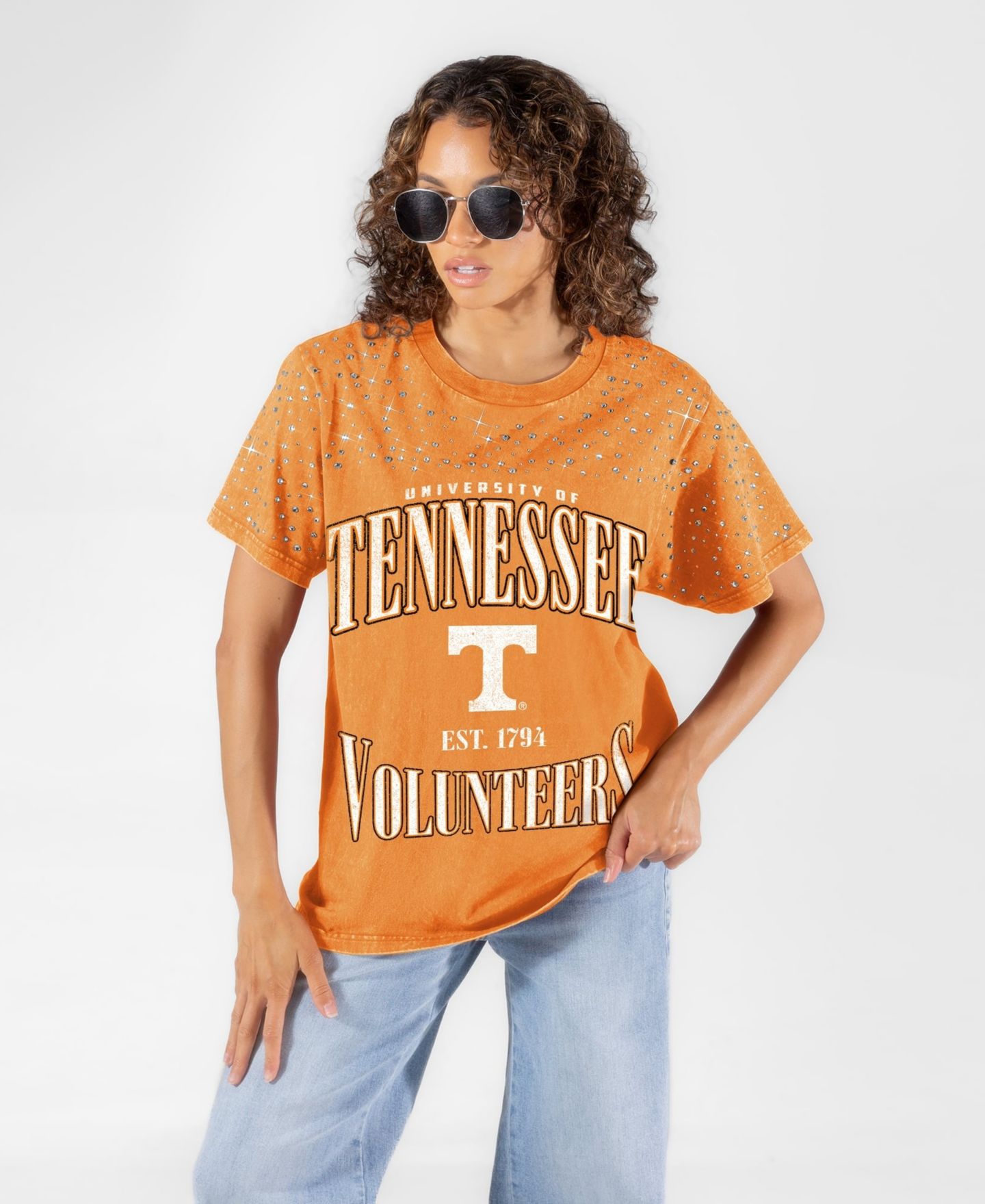 Женская футболка Gameday Couture Tennessee Orange Tennessee Volunteers Sparkle Score Washed Micro Rhinestone — фото 4