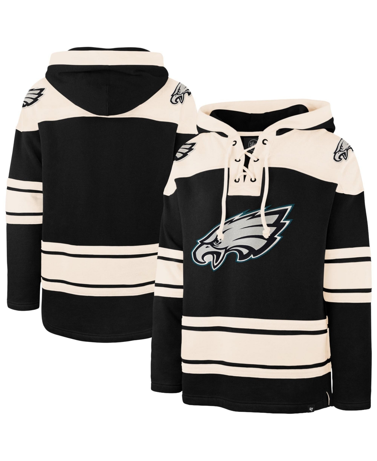 '47 Brand Men's Black Philadelphia Eagles Superior Lacer Hoodie - Black