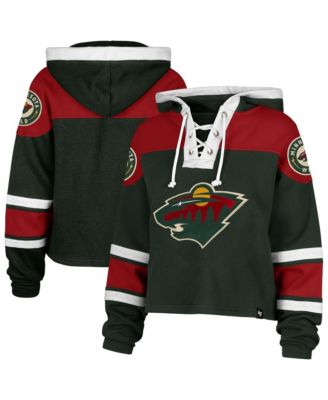 Women's Dark Green Minnesota Wild Cropped Lacer Hoodie