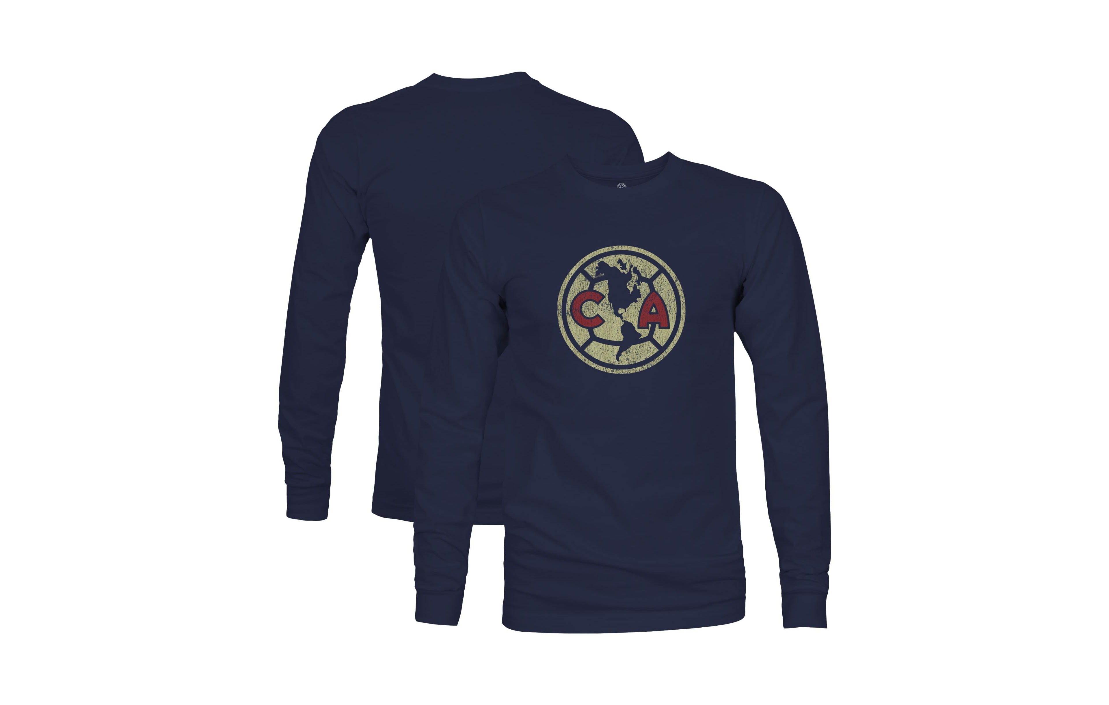 1863FC Men's Navy Club America Color Badge Long-Sleeve T-Shirt