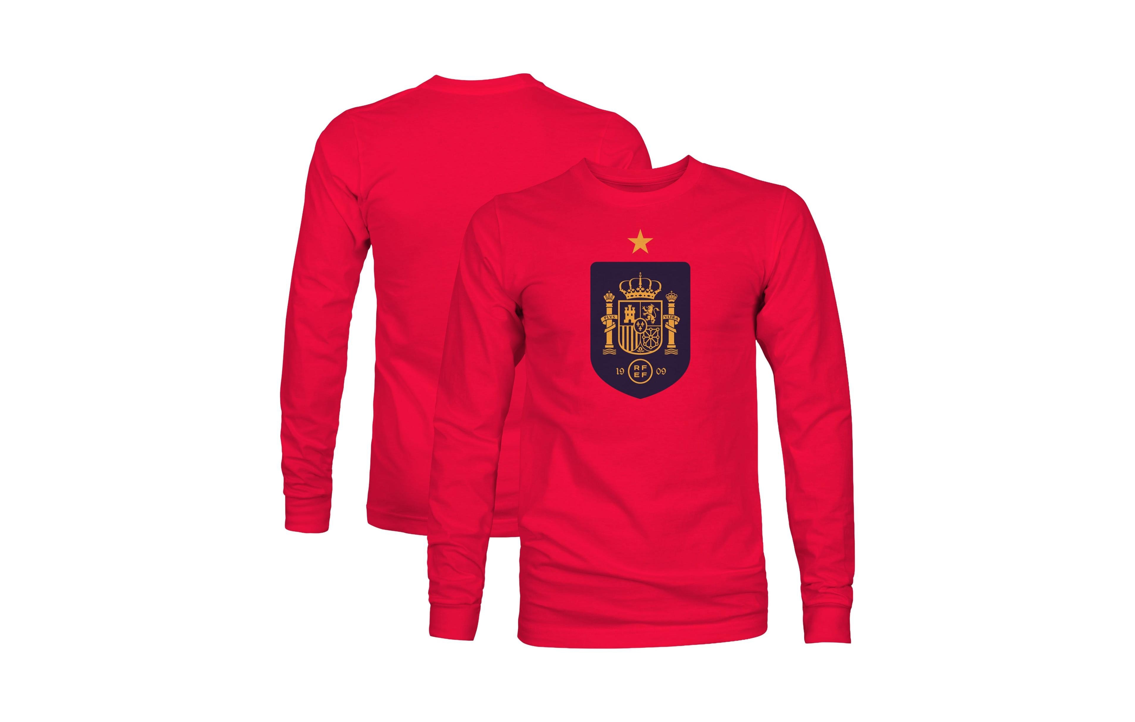 1863FC Men's Red Spain National Team Color Badge Long-Sleeve T-Shirt