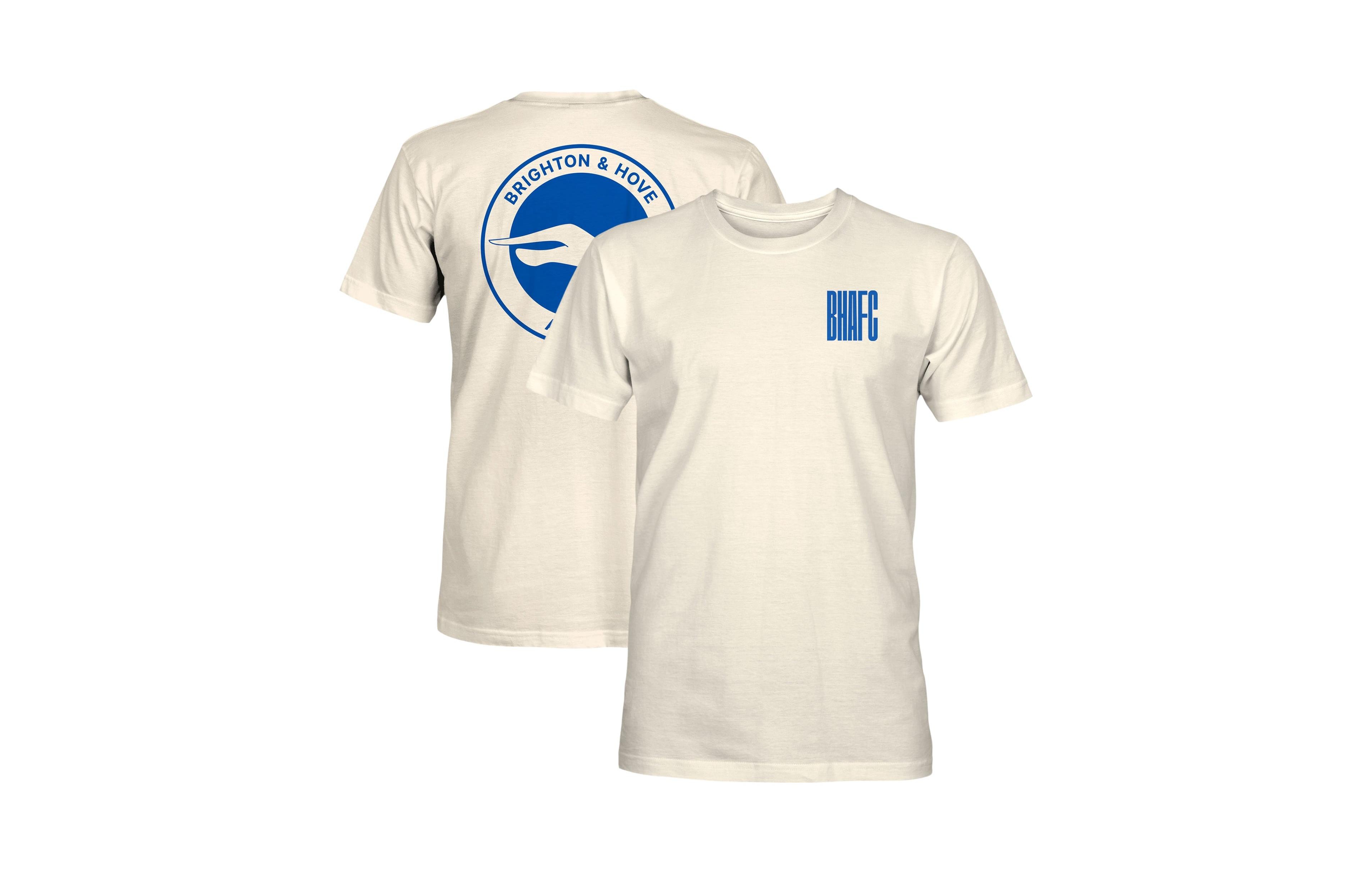 1863FC Men's Cream Brighton and Hove Albion Big Logo Heavyweight T-Shirt