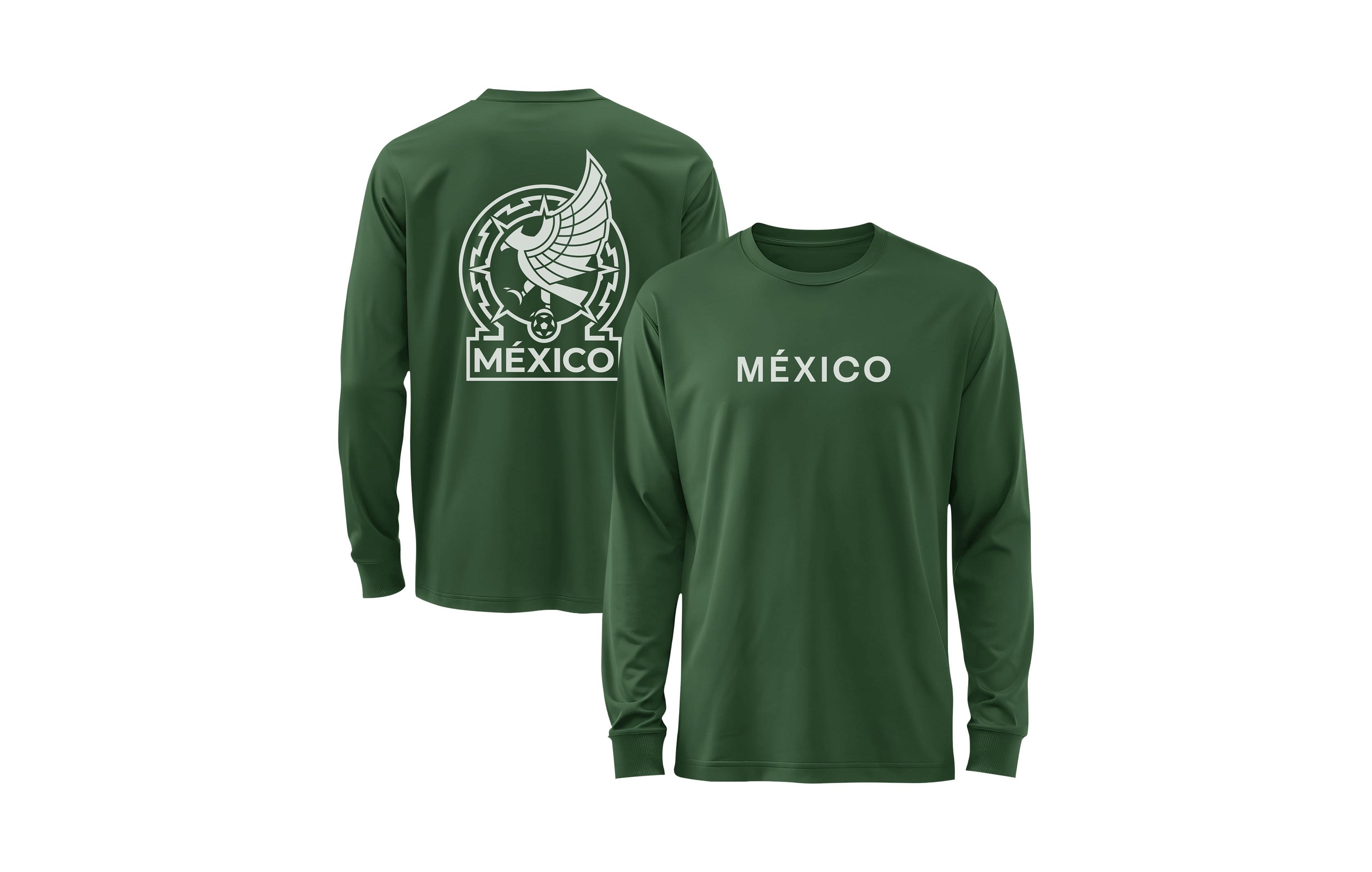 1863FC Men's Green Mexico National Team Mono Badge Wordmark Long-Sleeve T-Shirt