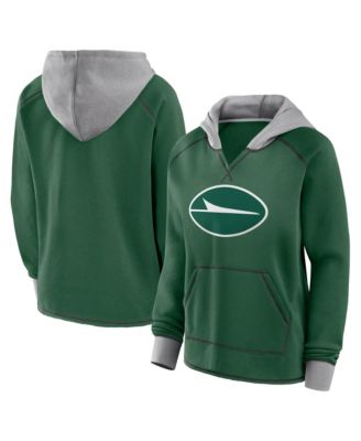 Women's Green New York Jets Boom Fleece Pullover V-Neck Hoodie