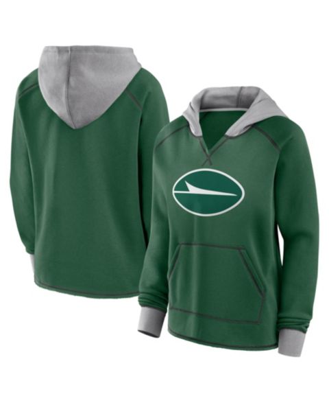 Женское худи Logo Athletic Green New York Jets Boom Fleece Pullover V-Neck