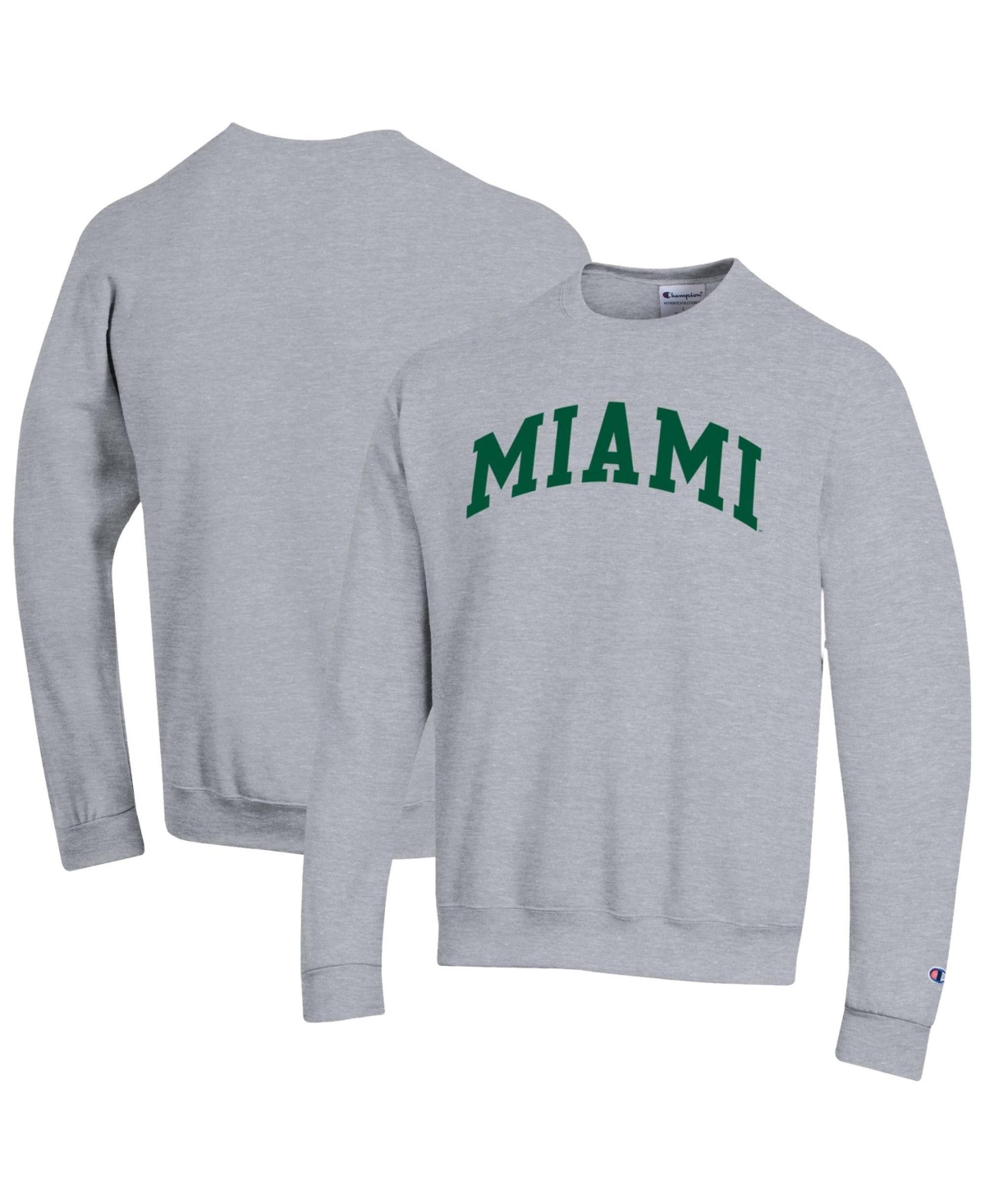 Champion Men's Heather Gray Miami Hurricanes Basic Arch Fleece Pullover Sweatshirt - Heather Gray