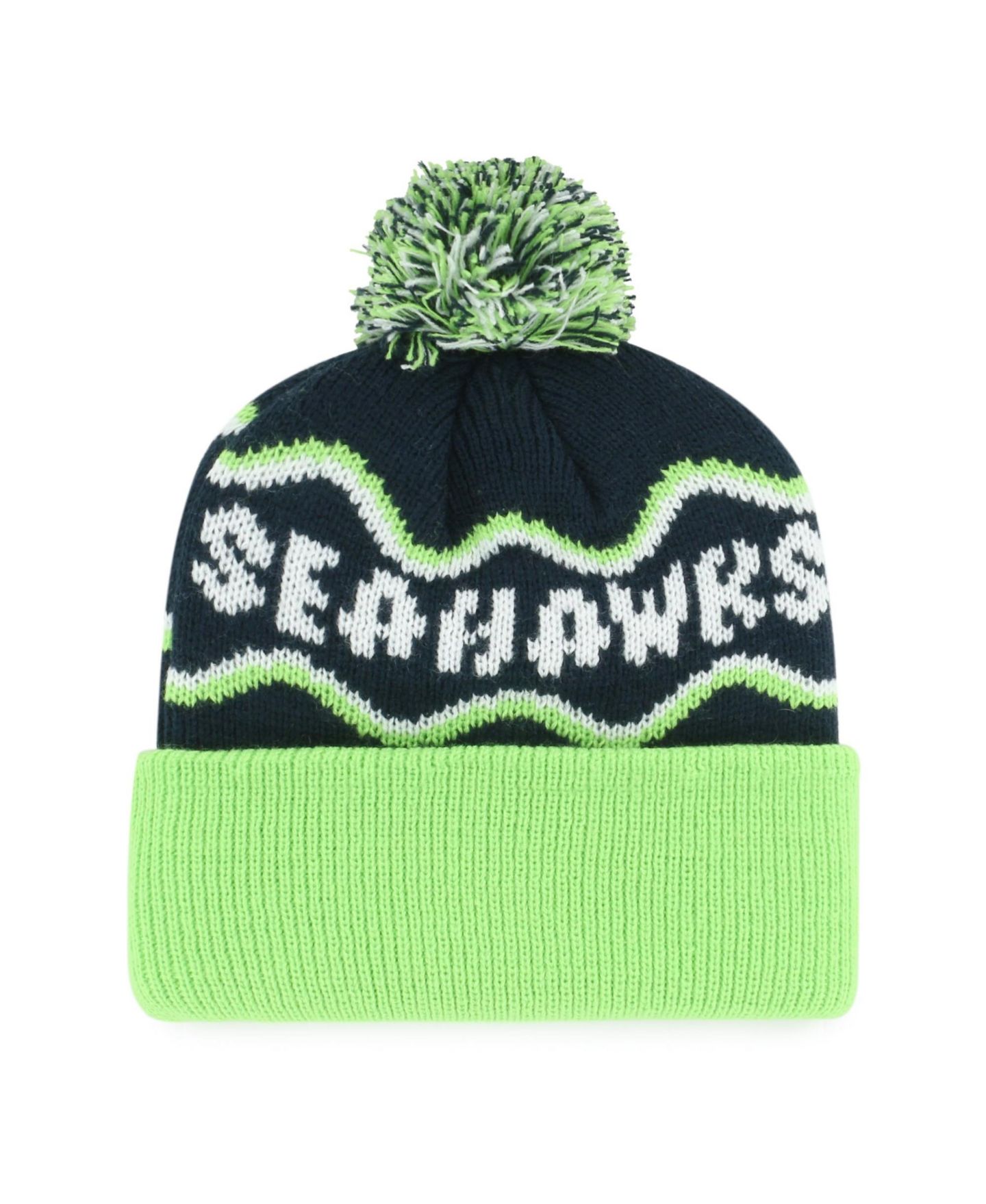 Женская шапка '47 Brand Preschool College Navy Seattle Seahawks Squiggle Script Cuffed Knit Hat — фото 2