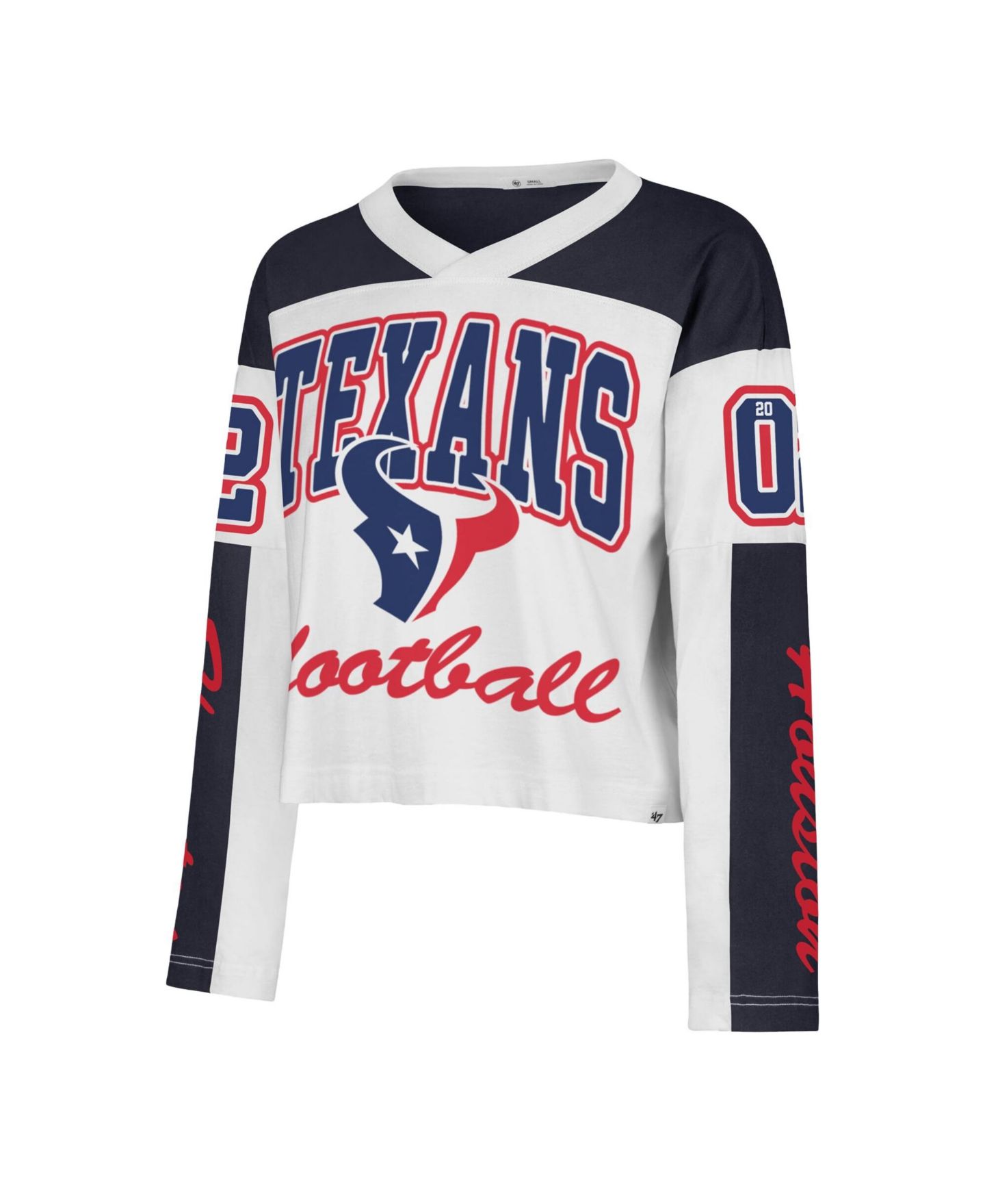 Женский топ '47 Brand White Houston Texans Exclamation Metro V-Neck Long-Sleeve Jersey — фото 2