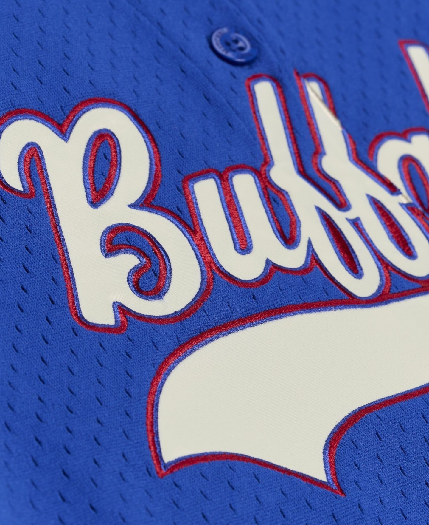 Женский топ Mitchell & Ness Royal Buffalo Bills Retro Roots Baseball Jersey — фото 4