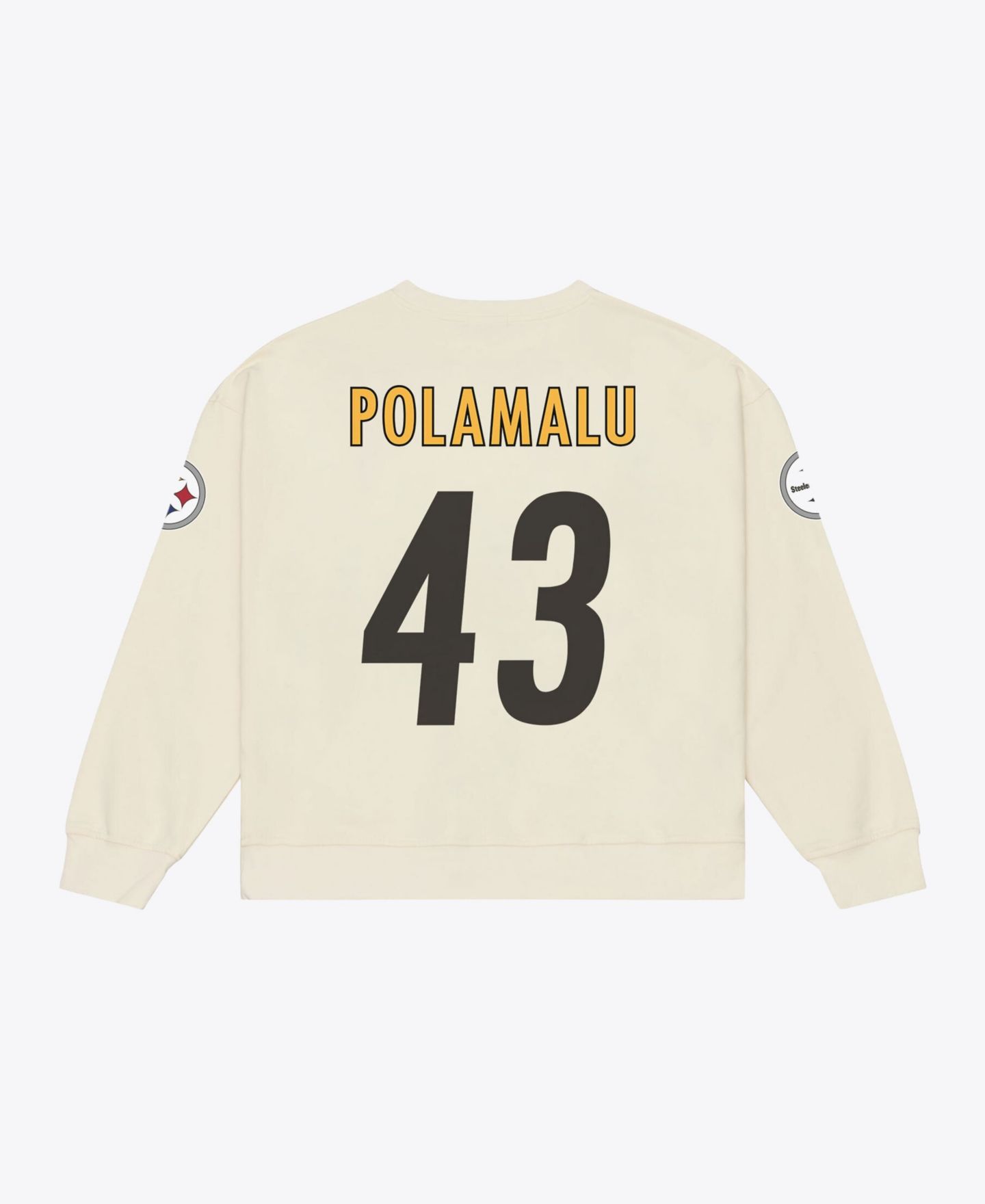 Женская толстовка Mitchell & Ness Troy Polamalu Cream Pittsburgh Steelers Name & Number — фото 3