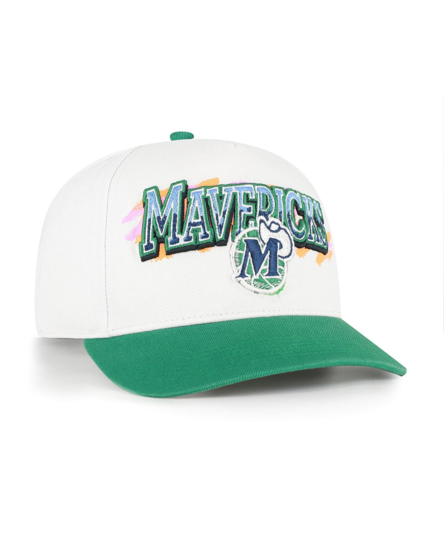 Мужская кепка '47 Brand Cream/Green Dallas Mavericks City Paint Hitch Adjustable Hat — фото 2