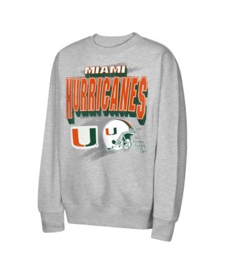 Big Boys' and Girls' Heather Gray Miami Hurricanes Wild Card Fleece Sweatshirt