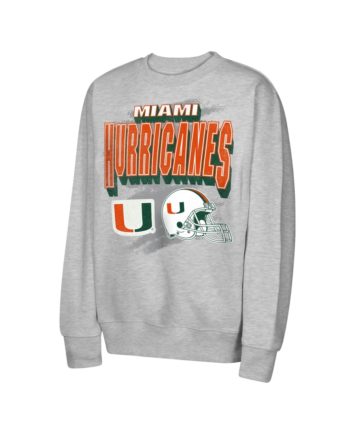 Outerstuff Big Boys' and Girls' Heather Gray Miami Hurricanes Wild Card Fleece Sweatshirt - Heather Gray