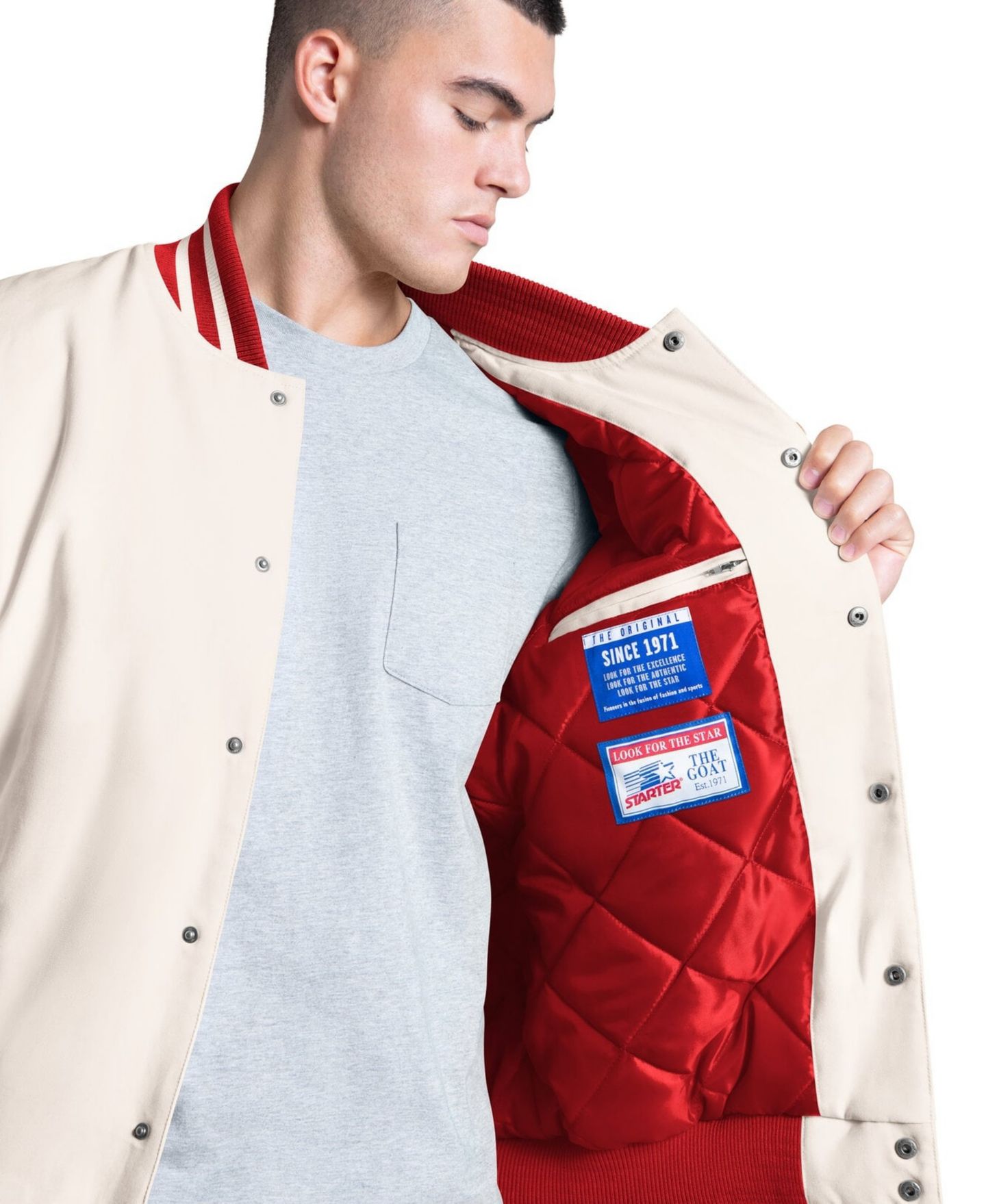 Мужская куртка Starter White Georgia Bulldogs Spectator Varsity Full Snap — фото 3