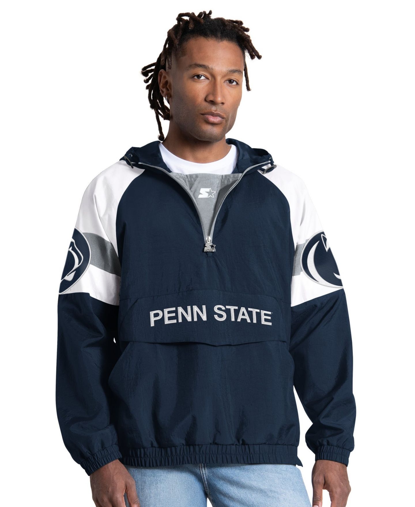 Мужская куртка Starter Navy Penn State Nittany Lions Street Cut Half-Zip — фото 1