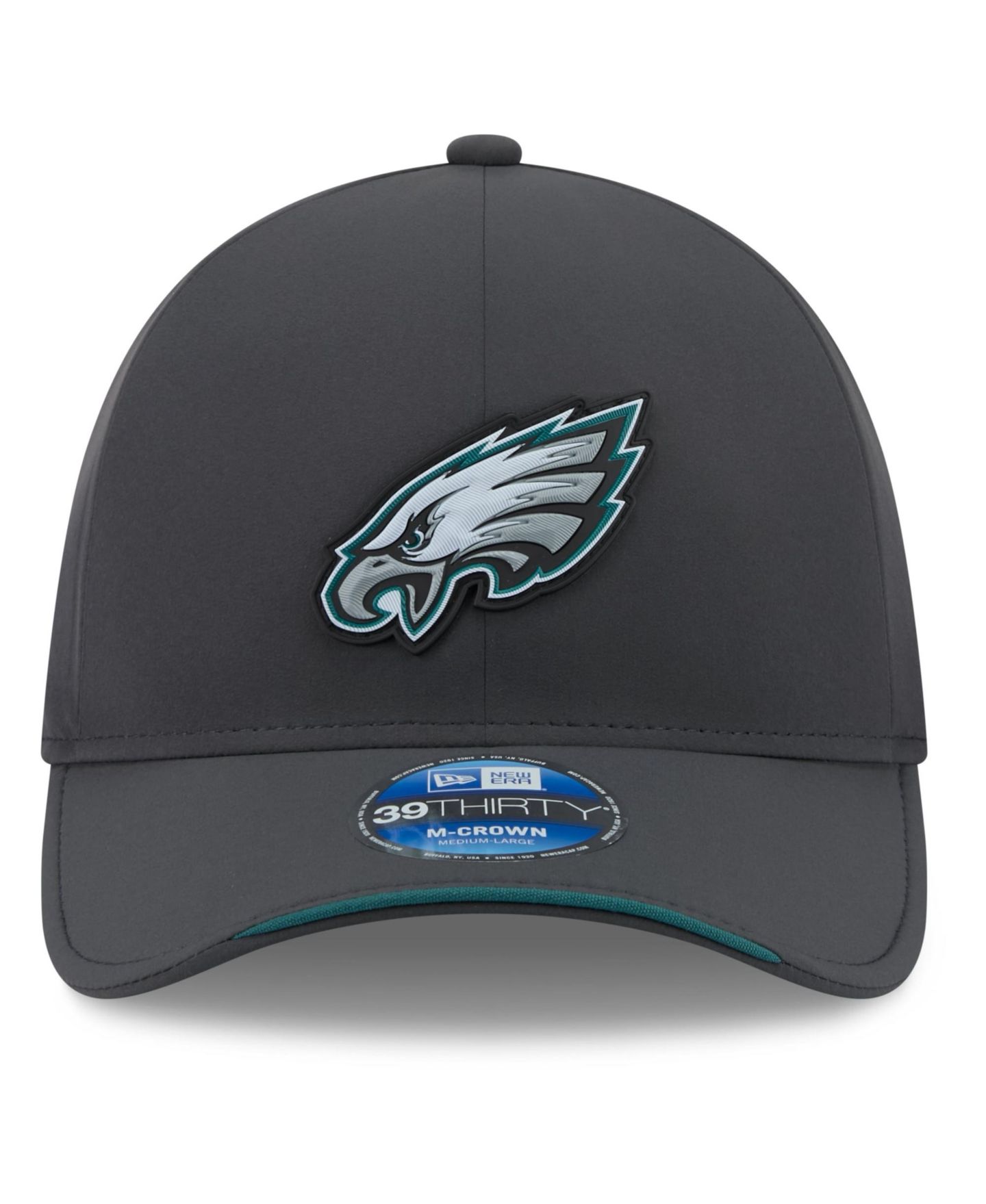 Мужской головной убор New Era Charcoal Philadelphia Eagles 2026 Sideline Cold Weather 39THIRTY M-Crown Stretch Hat — фото 2