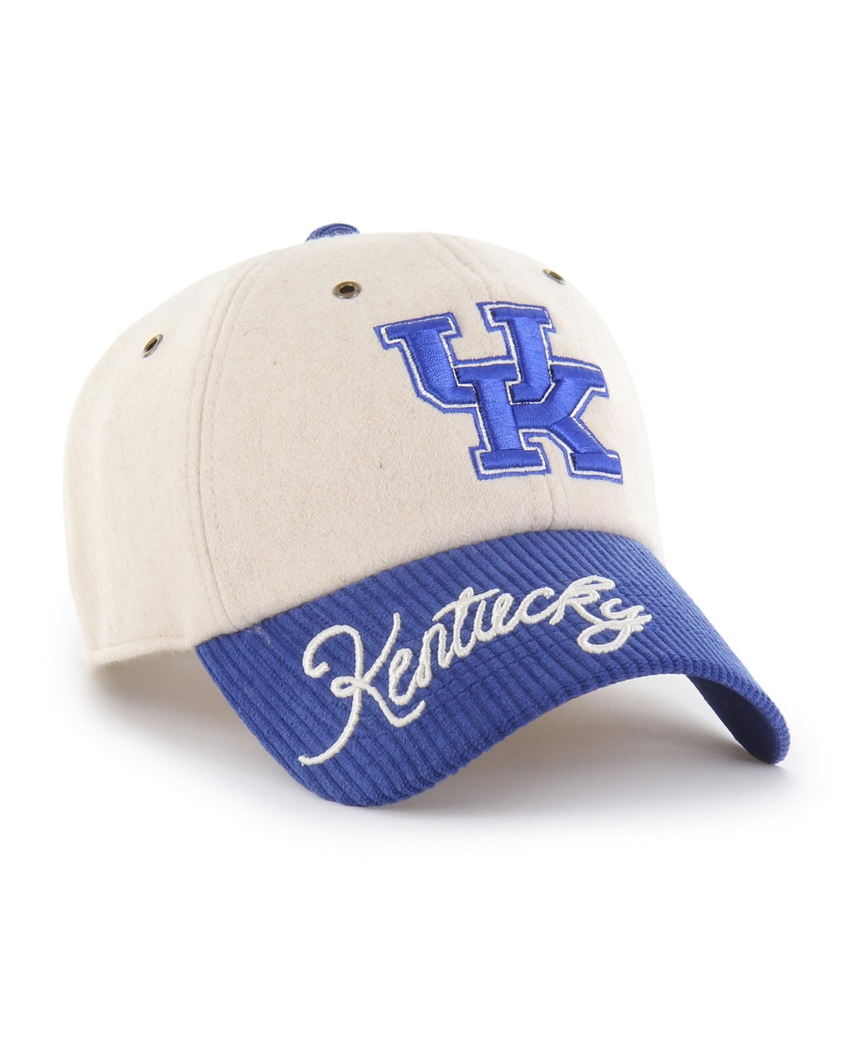'47 Brand Women's Cream/Royal Kentucky Wildcats Rope Script Clean Up Adjustable Hat - Cream, Royal