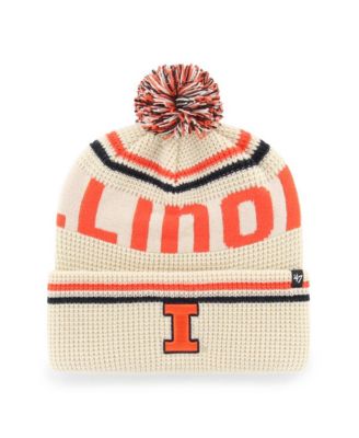 Men's and Women's Cream Illinois Fighting Illini Quattrle Waffle Cuffed Knit Pom Hat