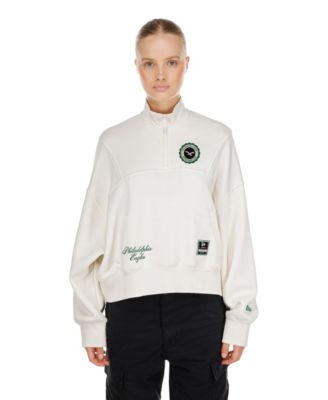 Women's Cream Philadelphia Eagles Academic Quarter-Zip Pullover
