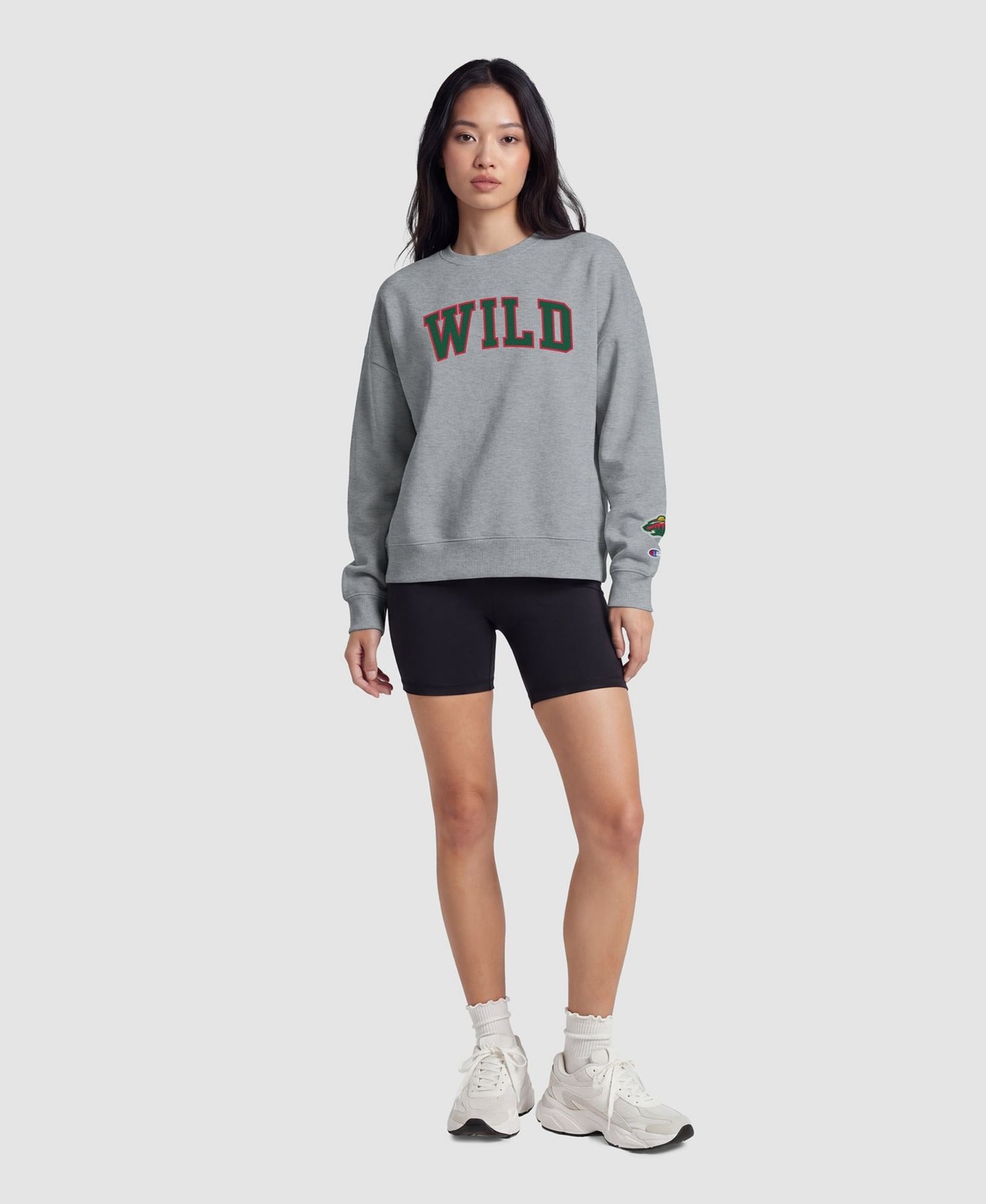 Женская толстовка Champion Heather Gray Minnesota Wild Applique Crewneck — фото 3