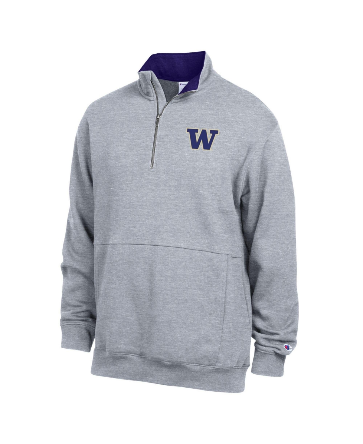 Champion Men's Heather Gray Washington Huskies Fleece Quarter-Zip Pullover - Heather Gray