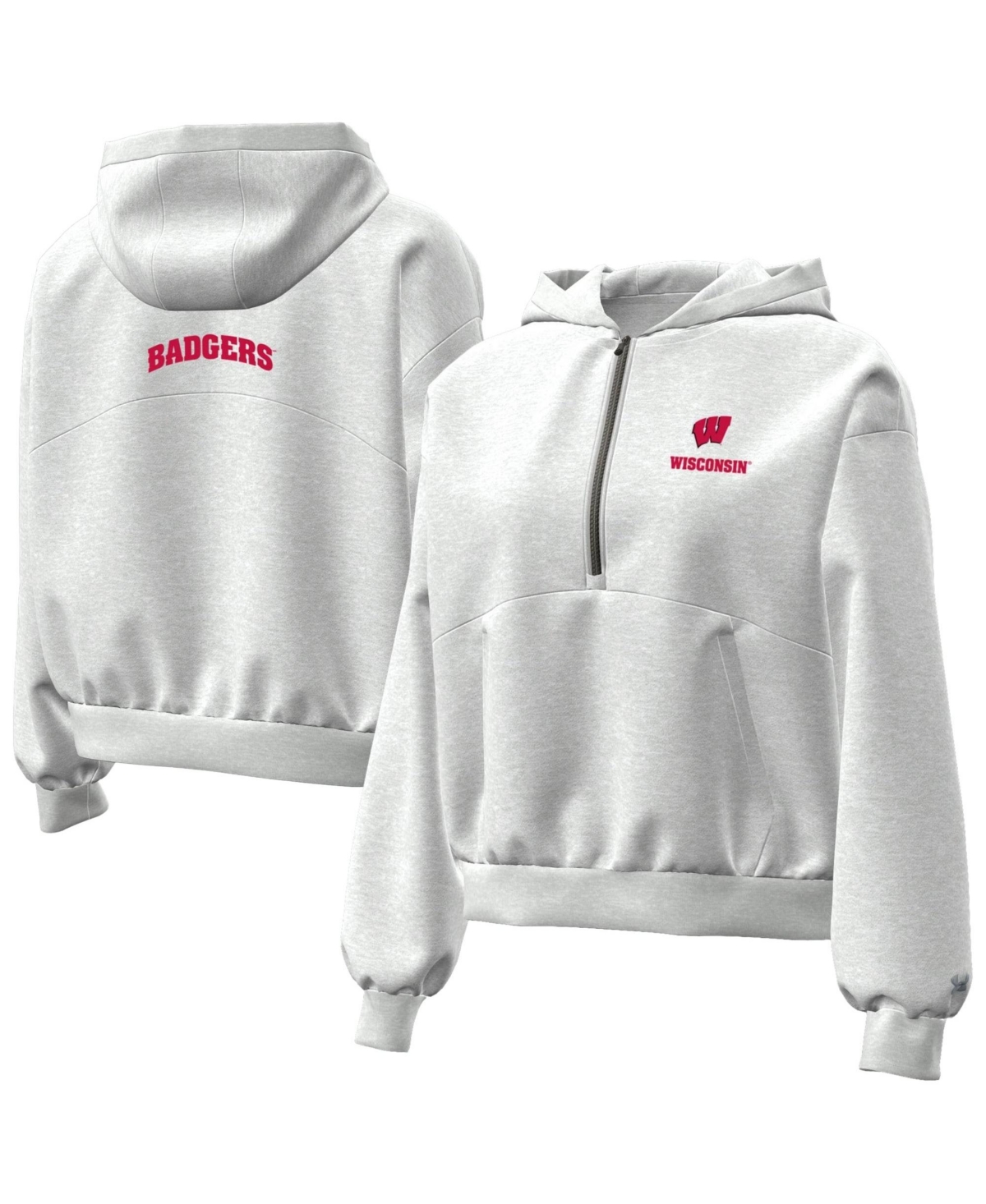 Under Armour Women's Heather Gray Wisconsin Badgers Icon Fleece Half-Zip Hoodie - Heather Gray