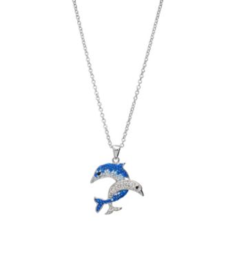 Silver-Plated Crystal Dolphin Pendant Necklace