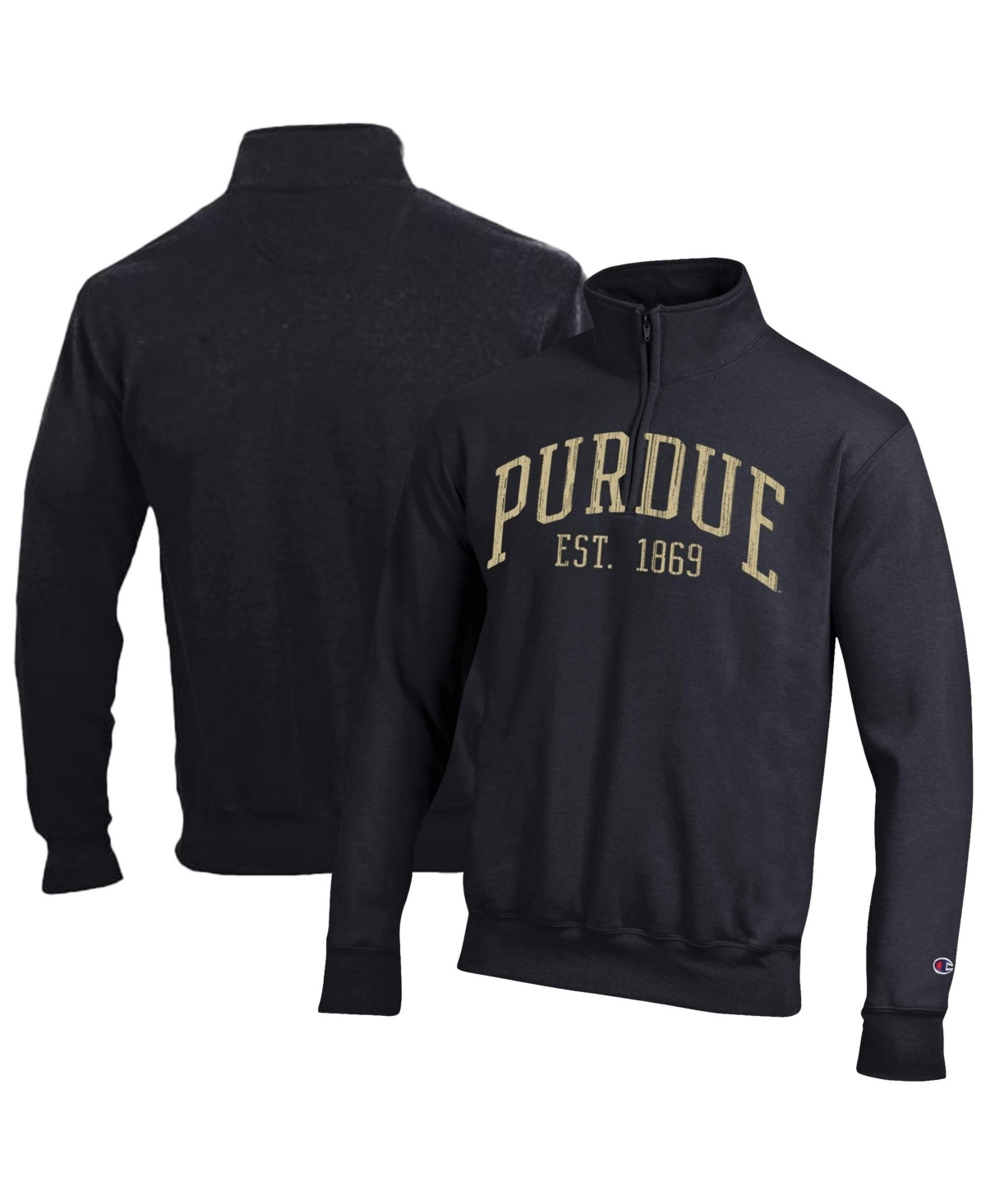 Champion Men's Black Purdue Boilermakers Powerblend Quarter-Zip Pullover - Black