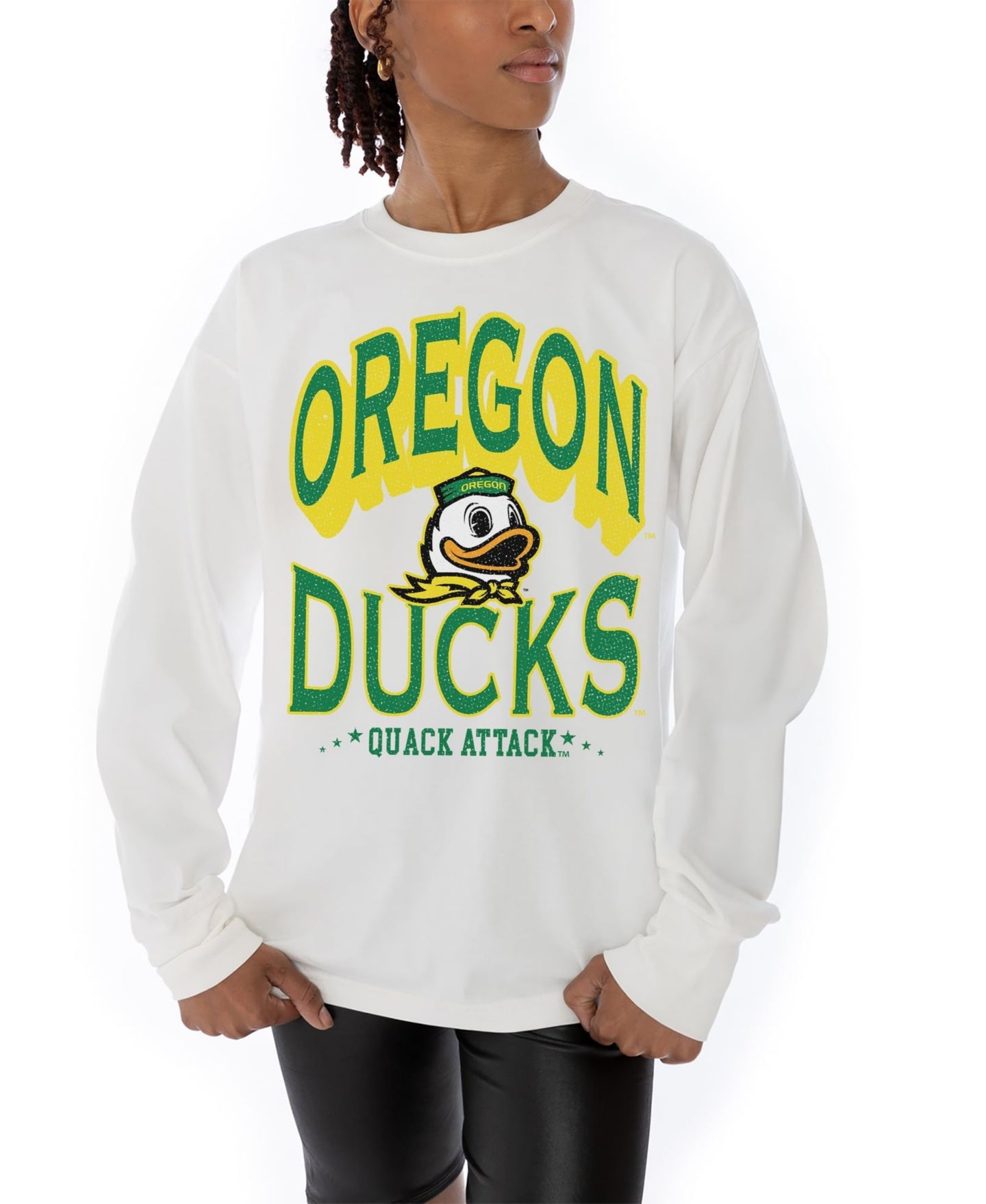 Женская футболка Gameday Couture White Oregon Ducks Midweight Oversized Long-Sleeve — фото 2