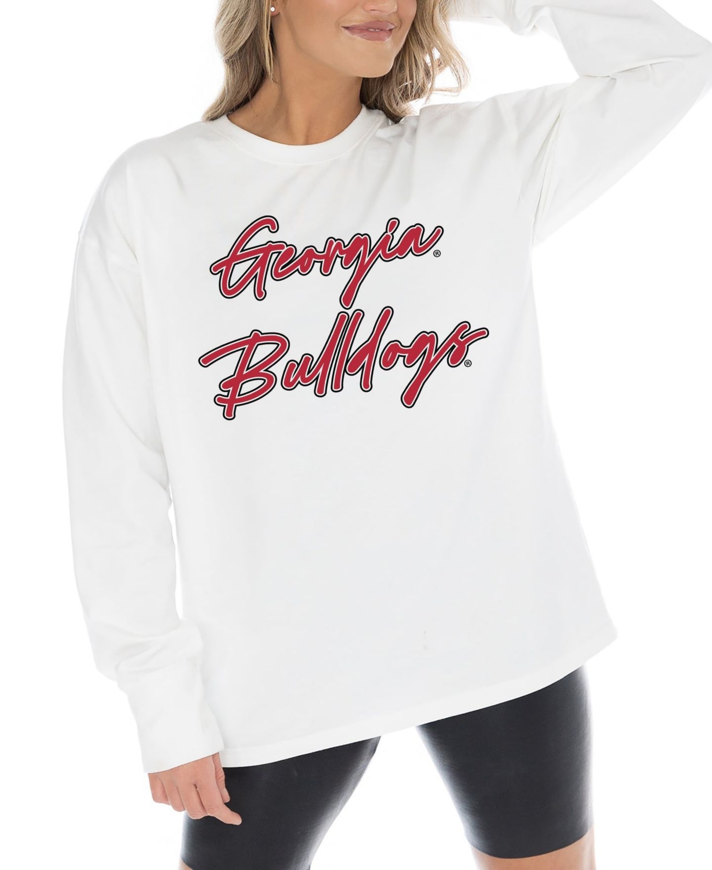 Женская футболка Gameday Couture White Georgia Bulldogs Midweight Oversized Long-Sleeve — фото 2