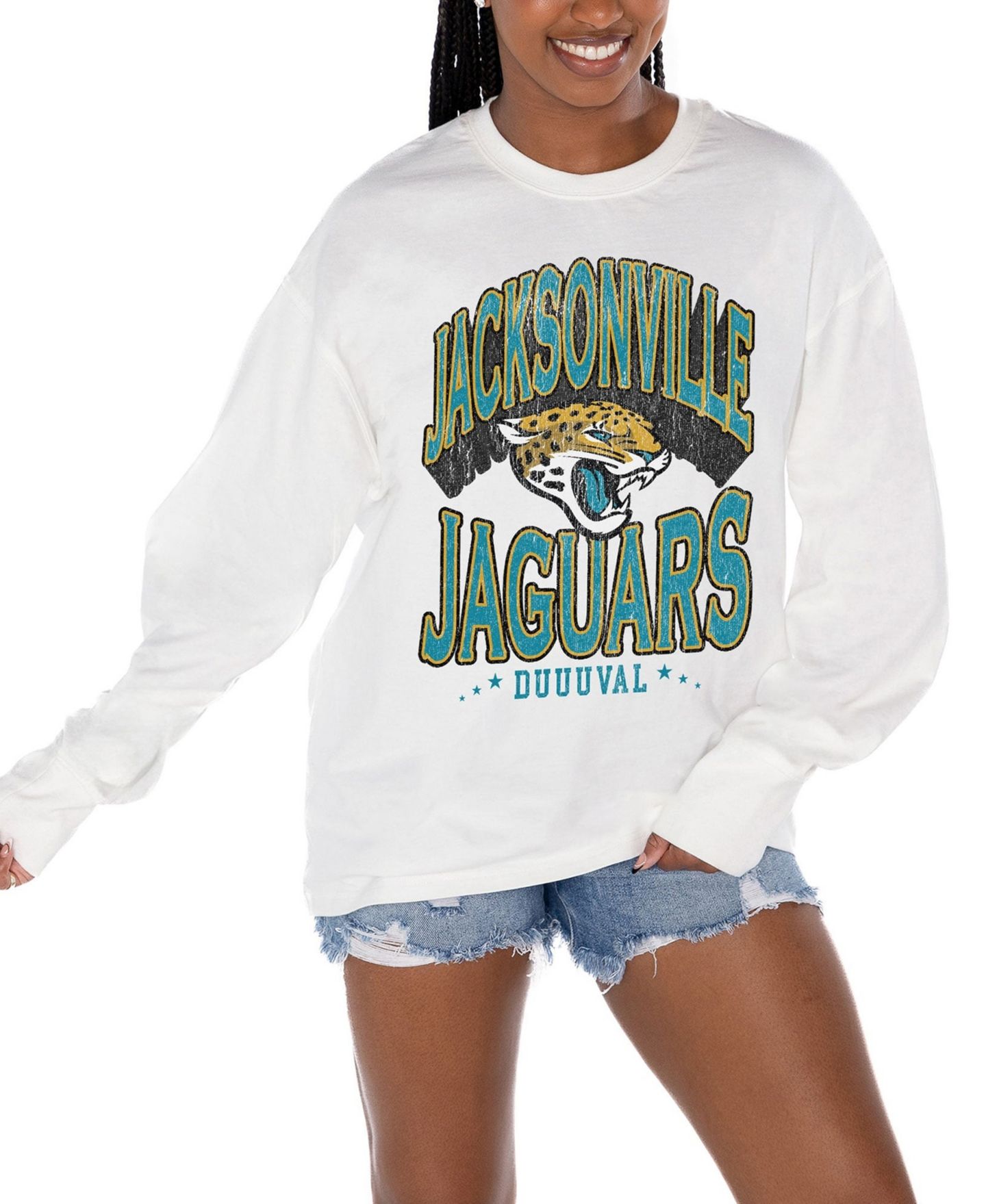 Женская футболка Gameday Couture White Jacksonville Jaguars Time Out Oversized Long-Sleeve — фото 1