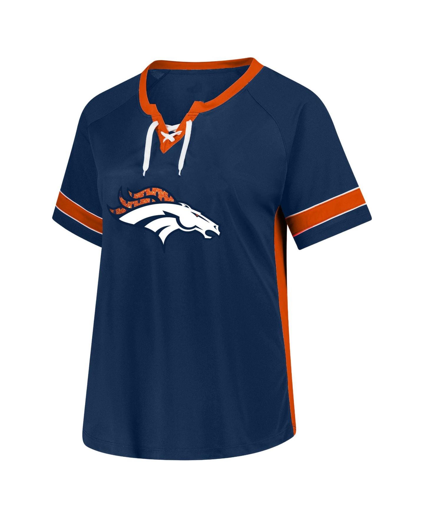 Женская футболка Fanatics Bo Nix Navy Denver Broncos Plus Size Lace Bling Name & Number — фото 2