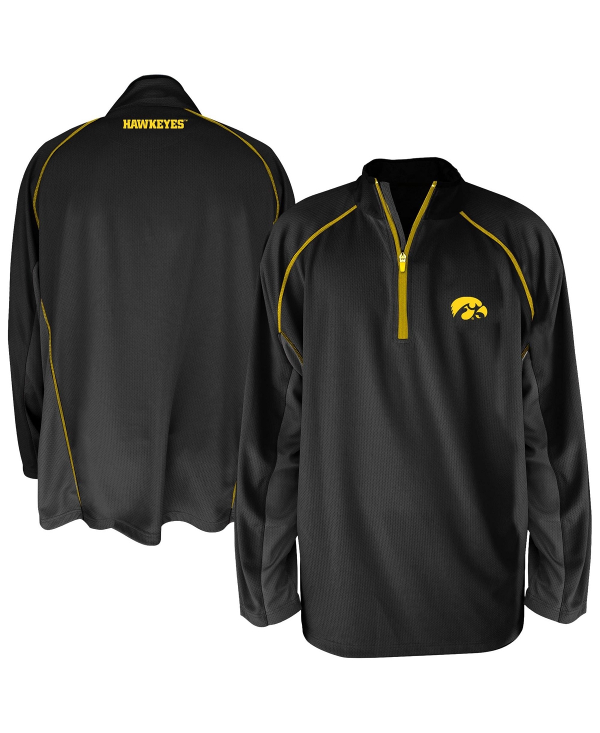 Profile Men's Black Iowa Hawkeyes Big & Tall Quarter-Zip Raglan Jacket - Black, Charcoal