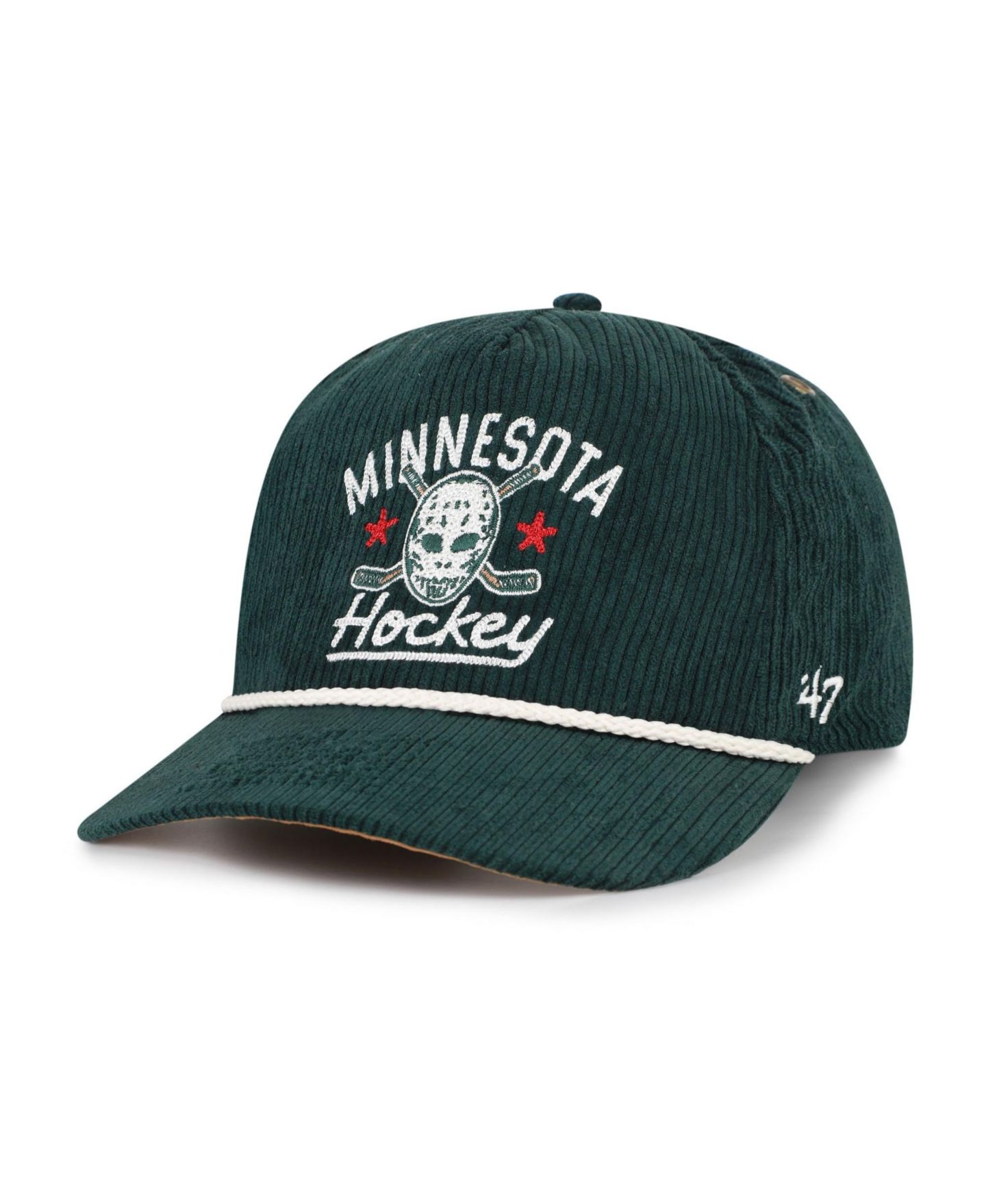 Мужская кепка '47 Brand Green Minnesota Wild Hockey Mask Corduroy Rope Hitch Adjustable Hat — фото 2