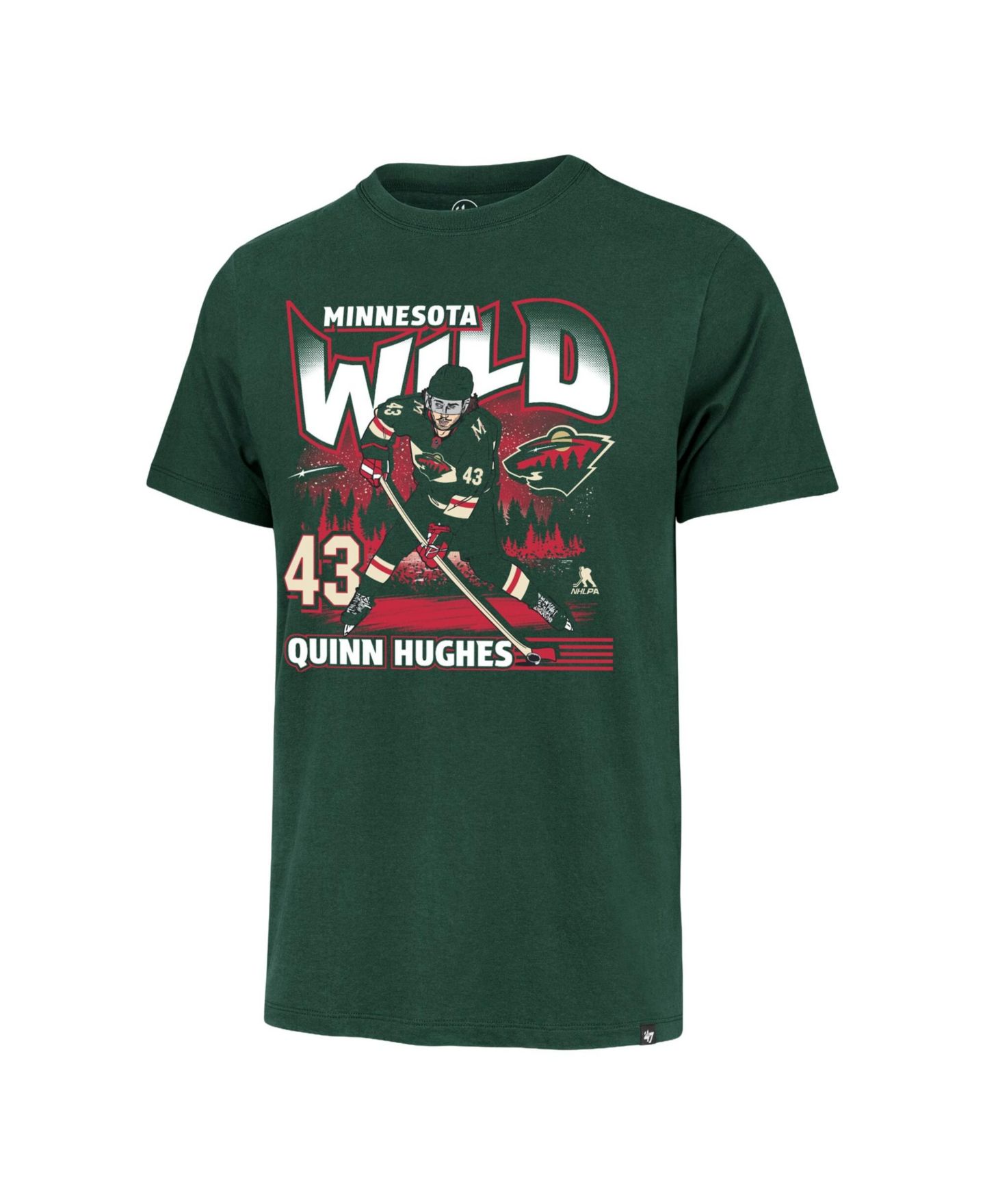 Мужская футболка '47 Brand Quinn Hughes Green Minnesota Wild City Name & Number — фото 3