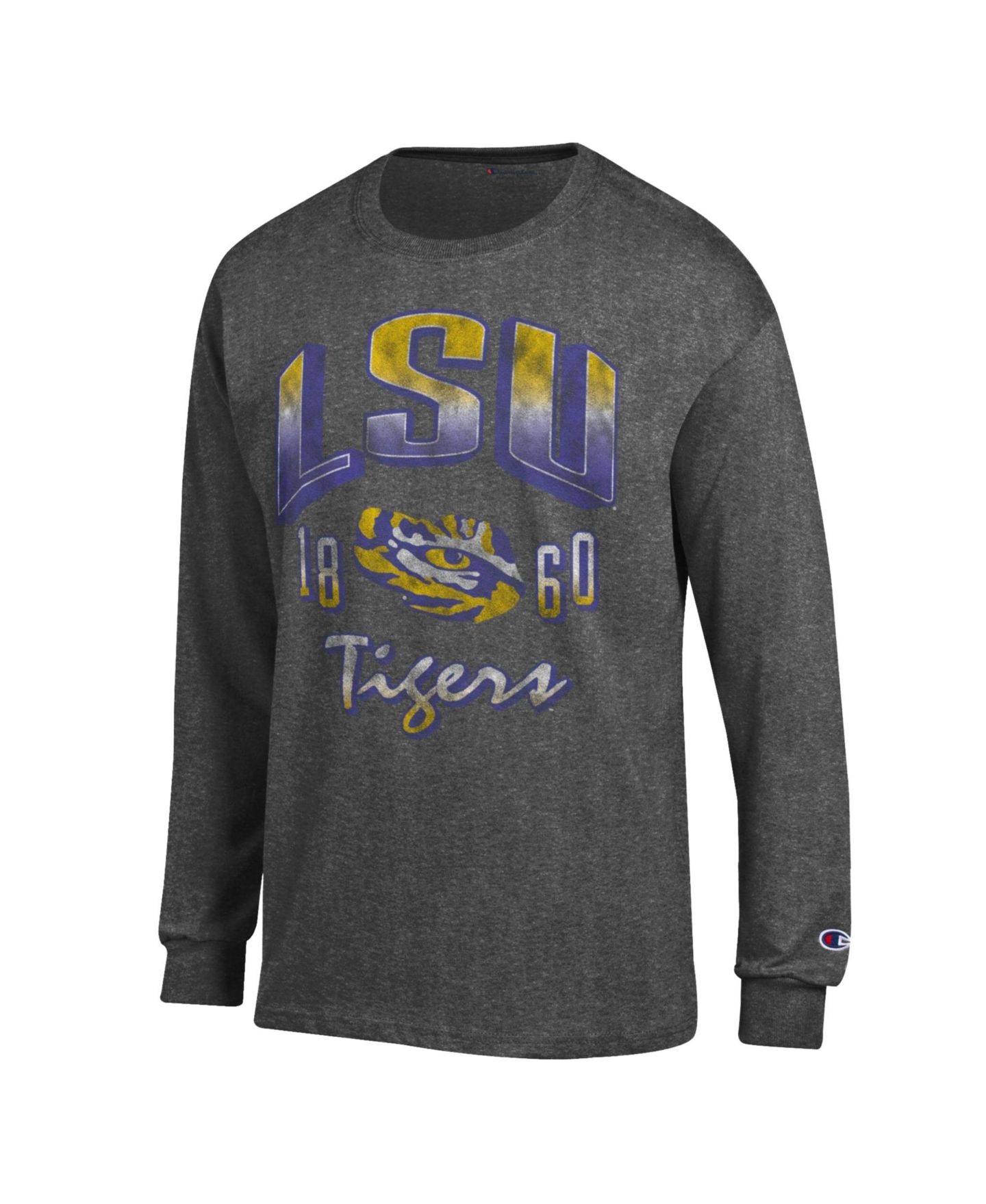 Мужская футболка Champion Heather Charcoal LSU Tigers Bold Long-Sleeve — фото 2