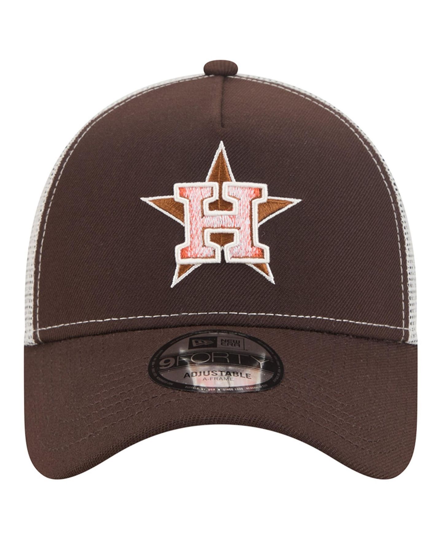 Мужская кепка New Era Brown Houston Astros Pumpkin Spice 9FORTY A-Frame Adjustable Trucker Hat — фото 2
