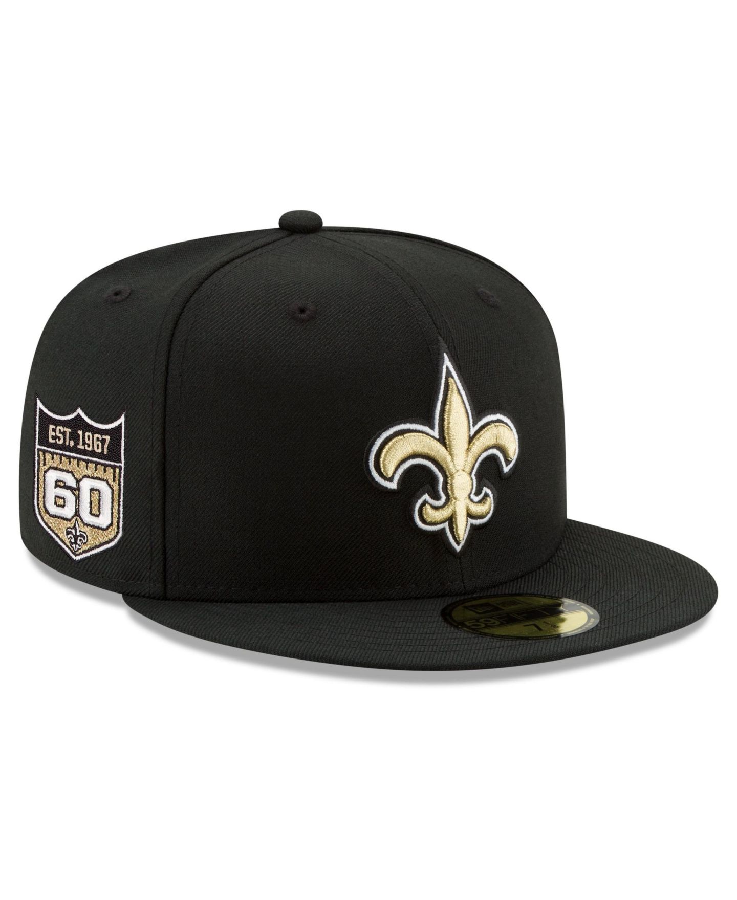 Мужская кепка New Era Black New Orleans Saints 60th Anniversary 59FIFTY Fitted Hat — фото 1