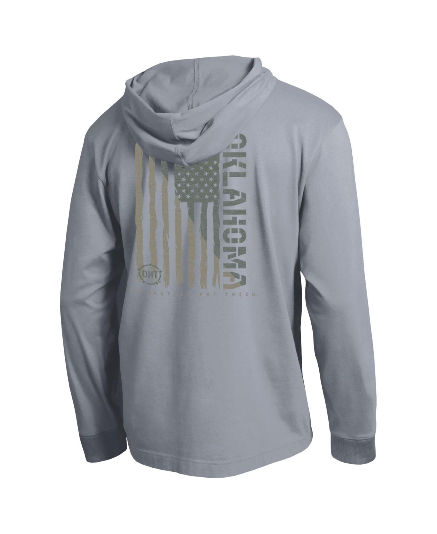 Мужская футболка Champion Heather Gray Oklahoma Sooners Operation Hat Trick Flag Hooded Long-Sleeve — фото 3