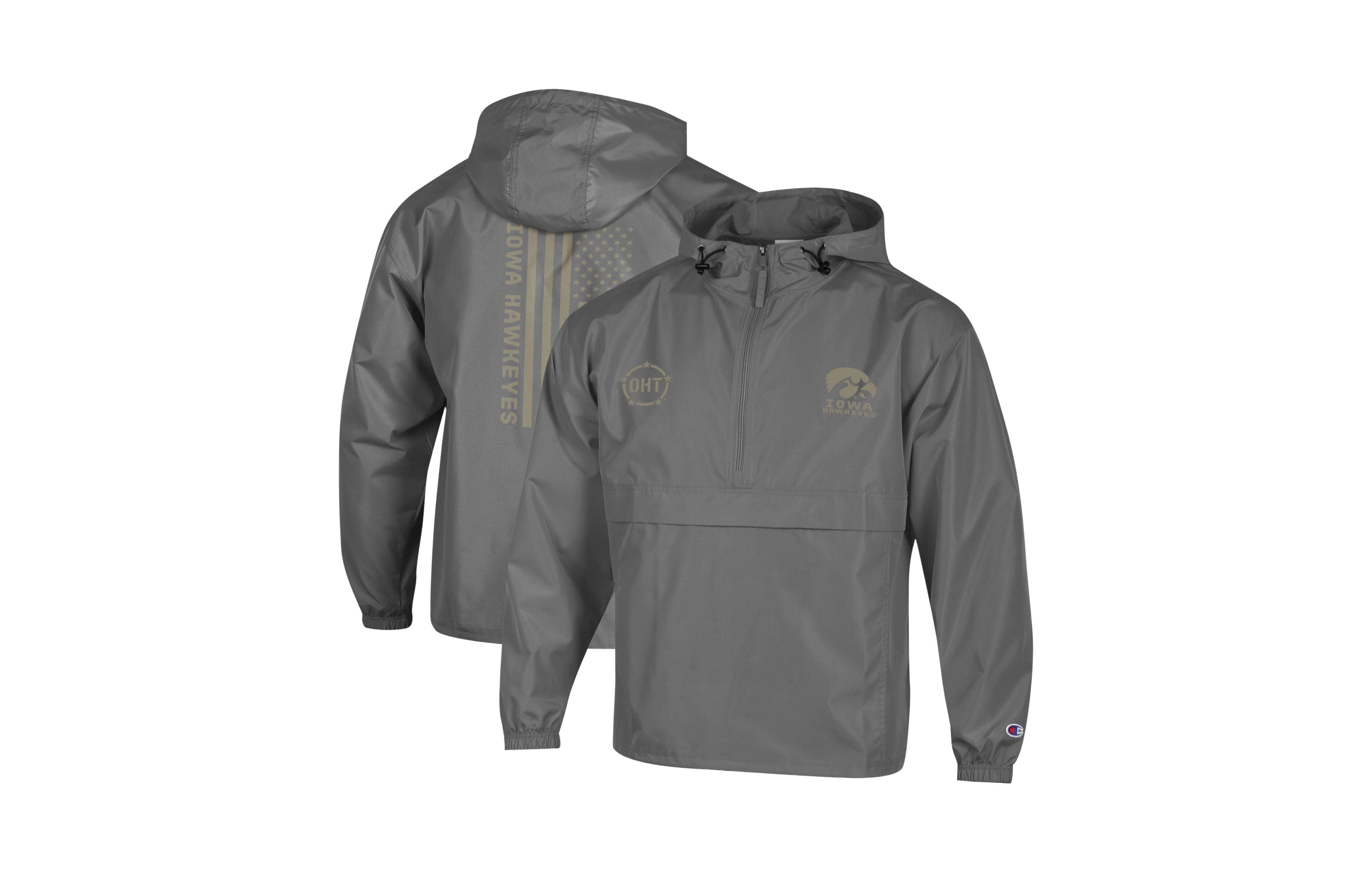 Champion Men's Graphite Iowa Hawkeyes Oht Flag Packable Jacket