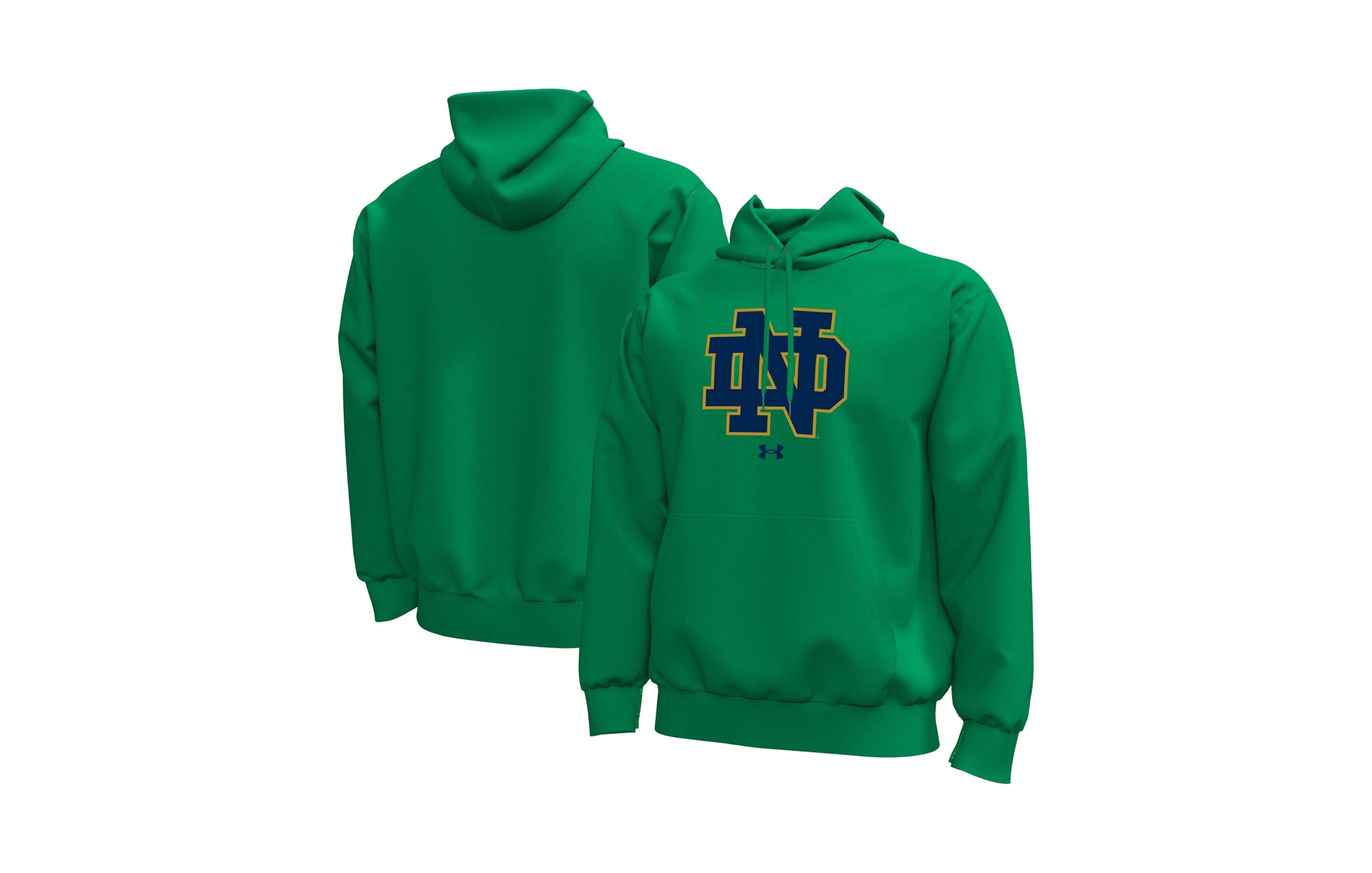 Under Armour Men's Kelly Green Notre Dame Fighting Irish Core Icon Fleece Pullover Hoodie
