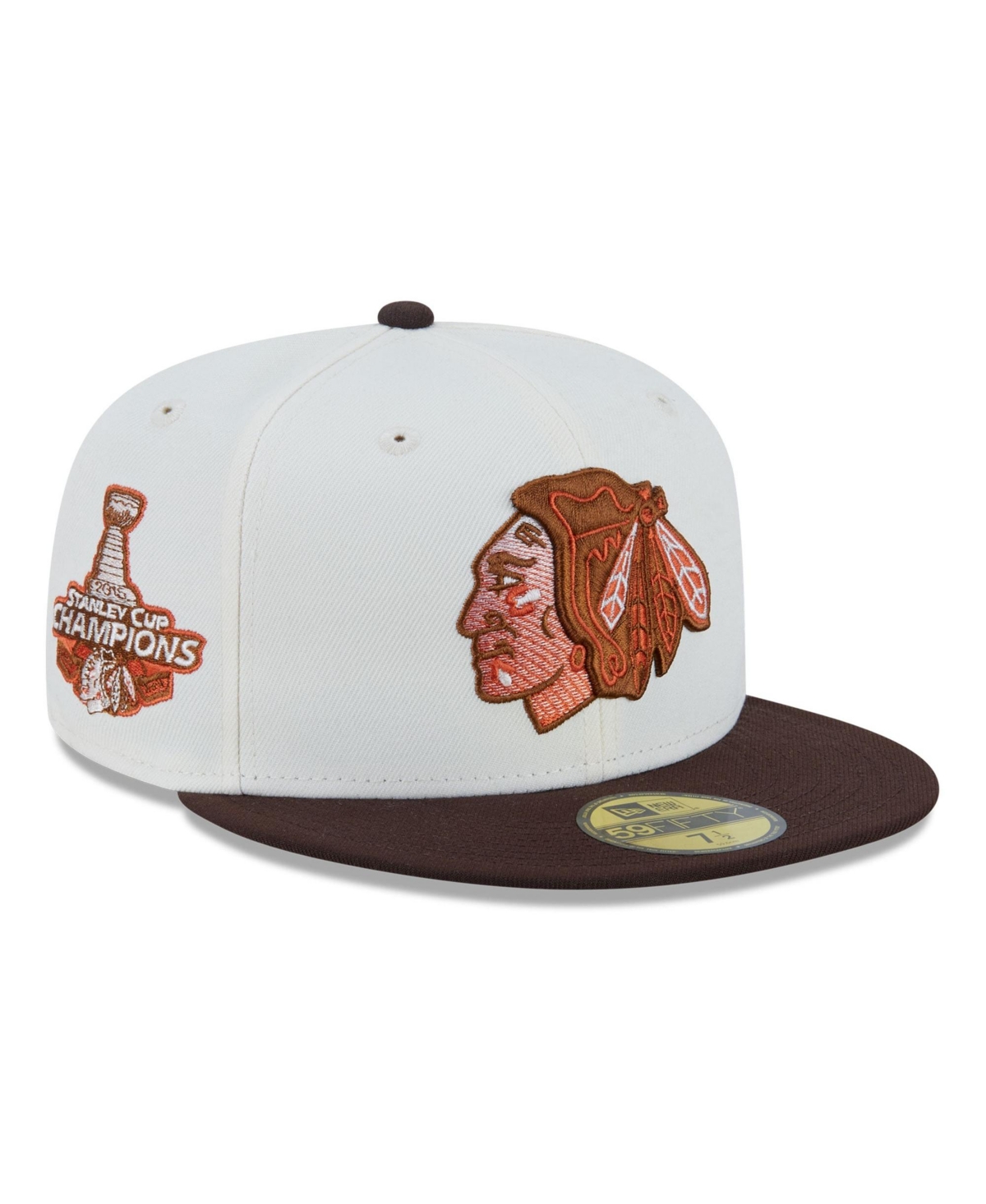 New Era Men's Cream Chicago Blackhawks Pumpkin Spice 59FIFTY Fitted Hat - Cream, Brown