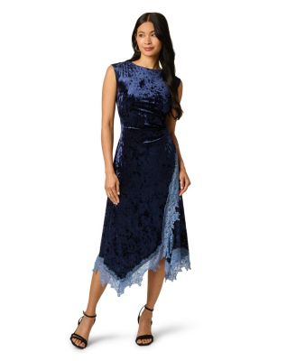 Women's Velvet Lace-Trim Surplice Dress